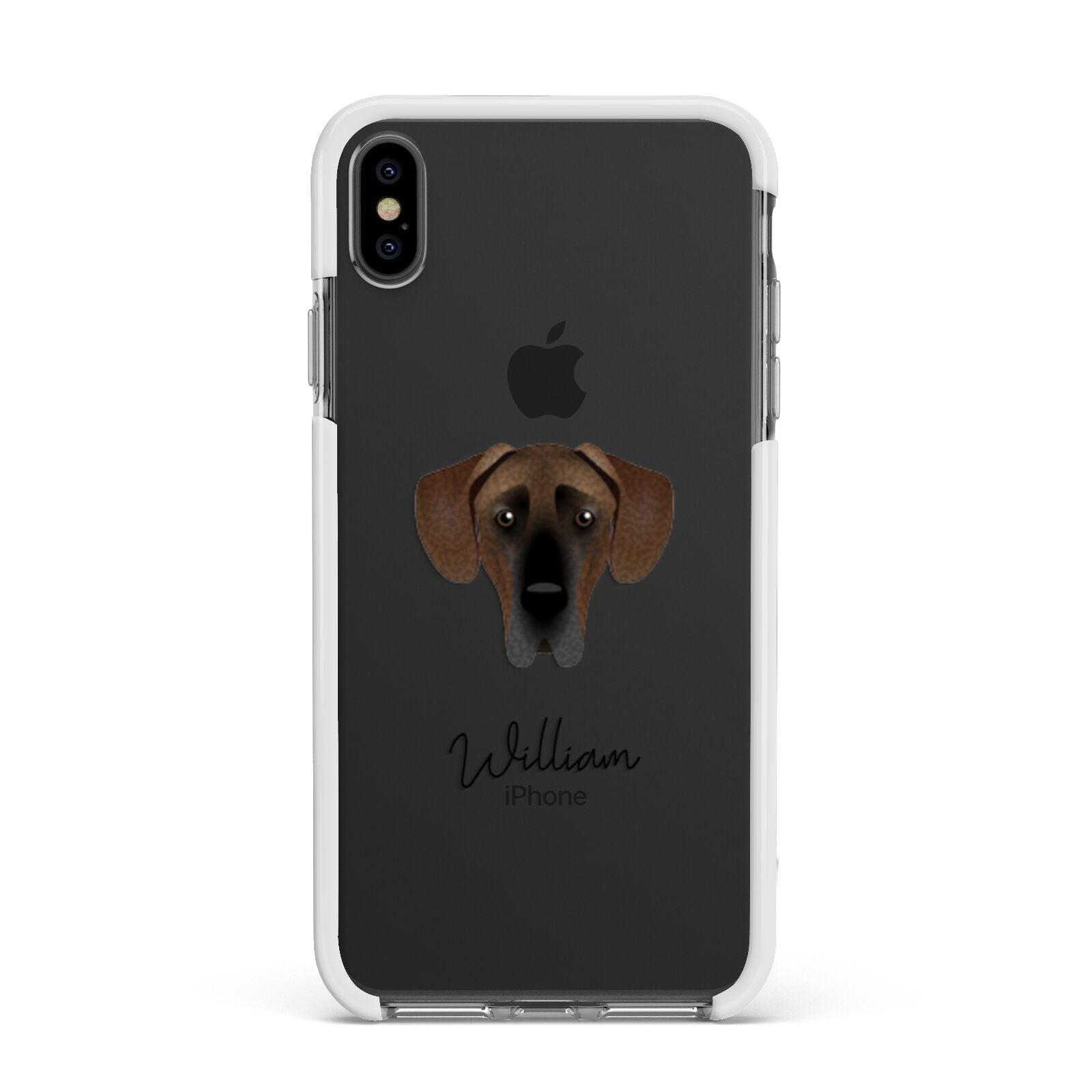 Great Dane Personalised Apple iPhone Xs Max Impact Case White Edge on Black Phone