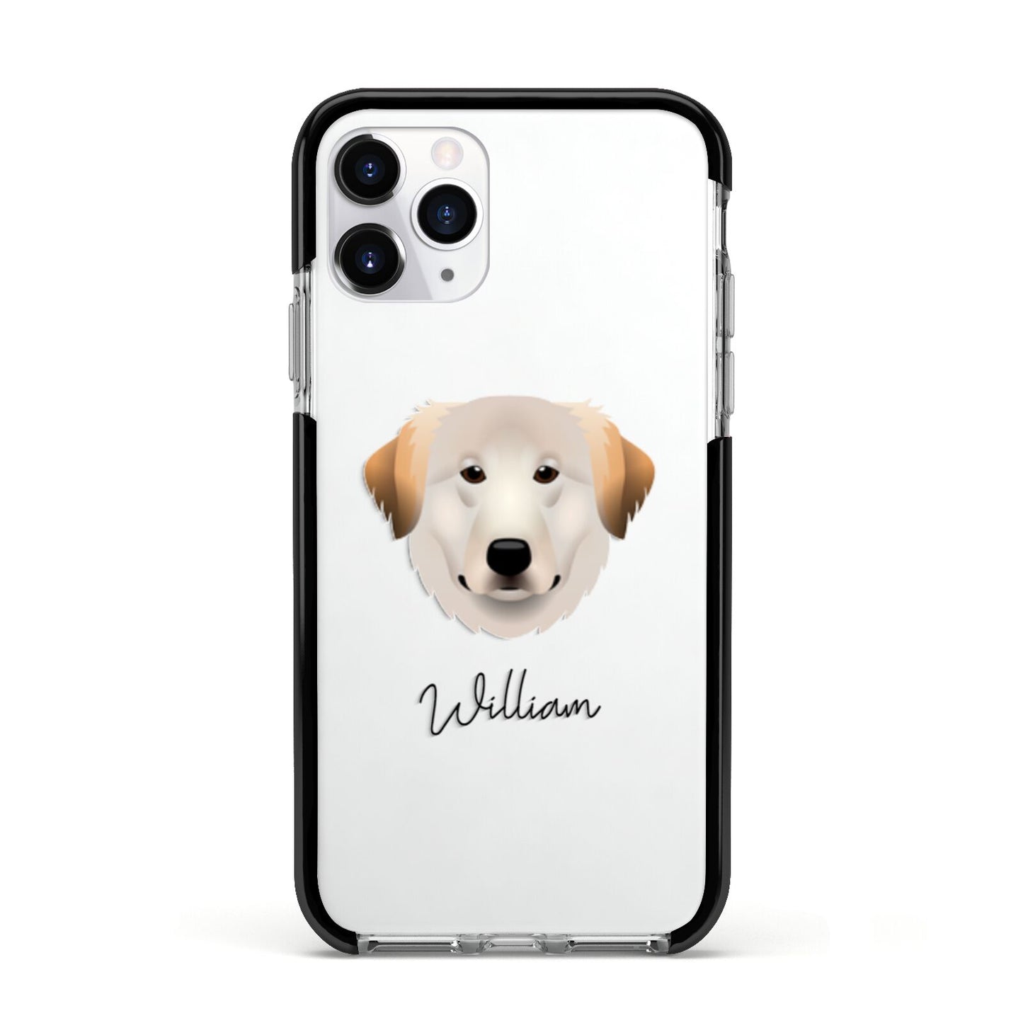 Great Pyrenees Personalised Apple iPhone 11 Pro in Silver with Black Impact Case