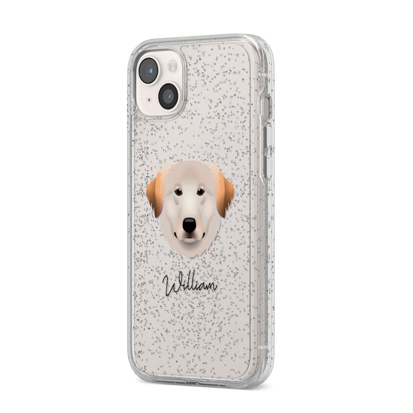 Great Pyrenees Personalised iPhone 14 Plus Glitter Tough Case Starlight Angled Image