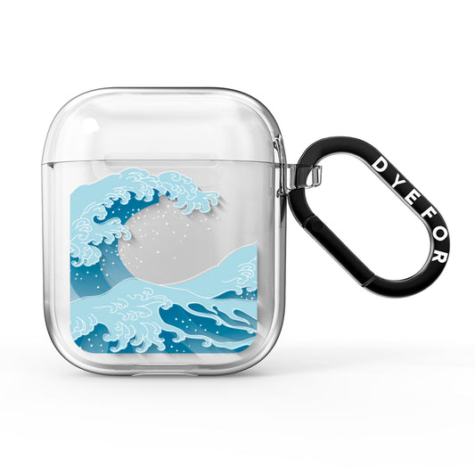 Great Wave Illustration AirPods Clear Case