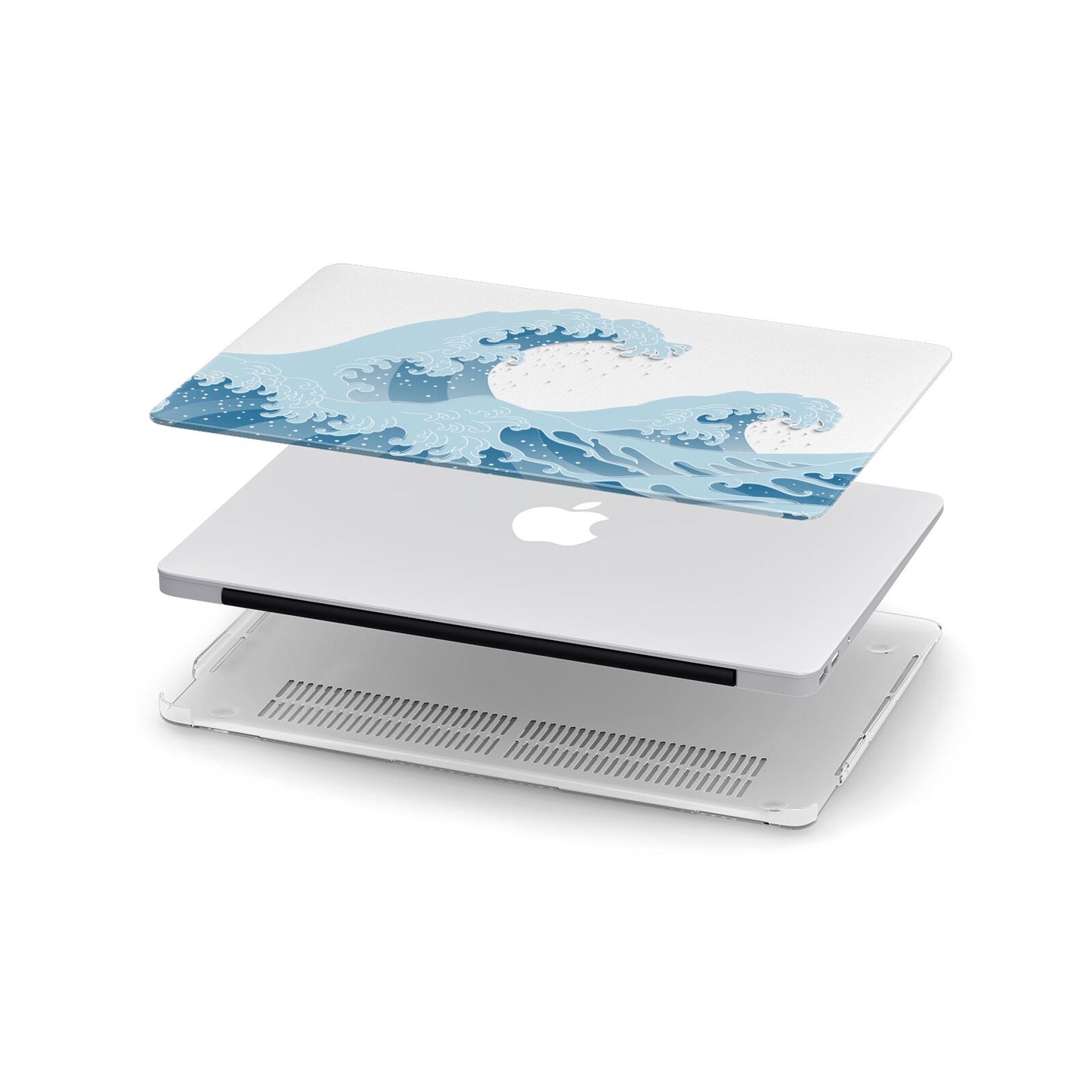 Clear Great Wave Illustration Apple MacBook Case in Detail