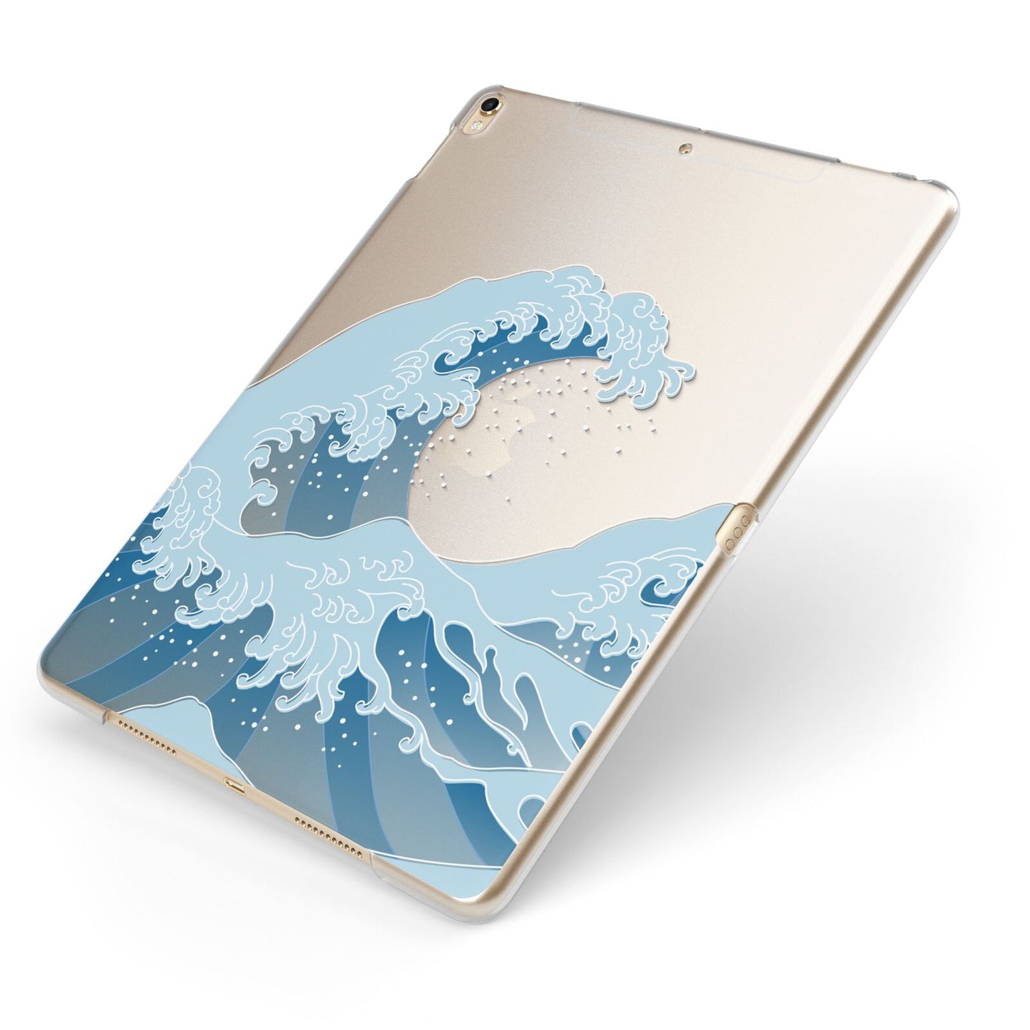 Great Wave Illustration Apple iPad Case on Gold iPad Side View