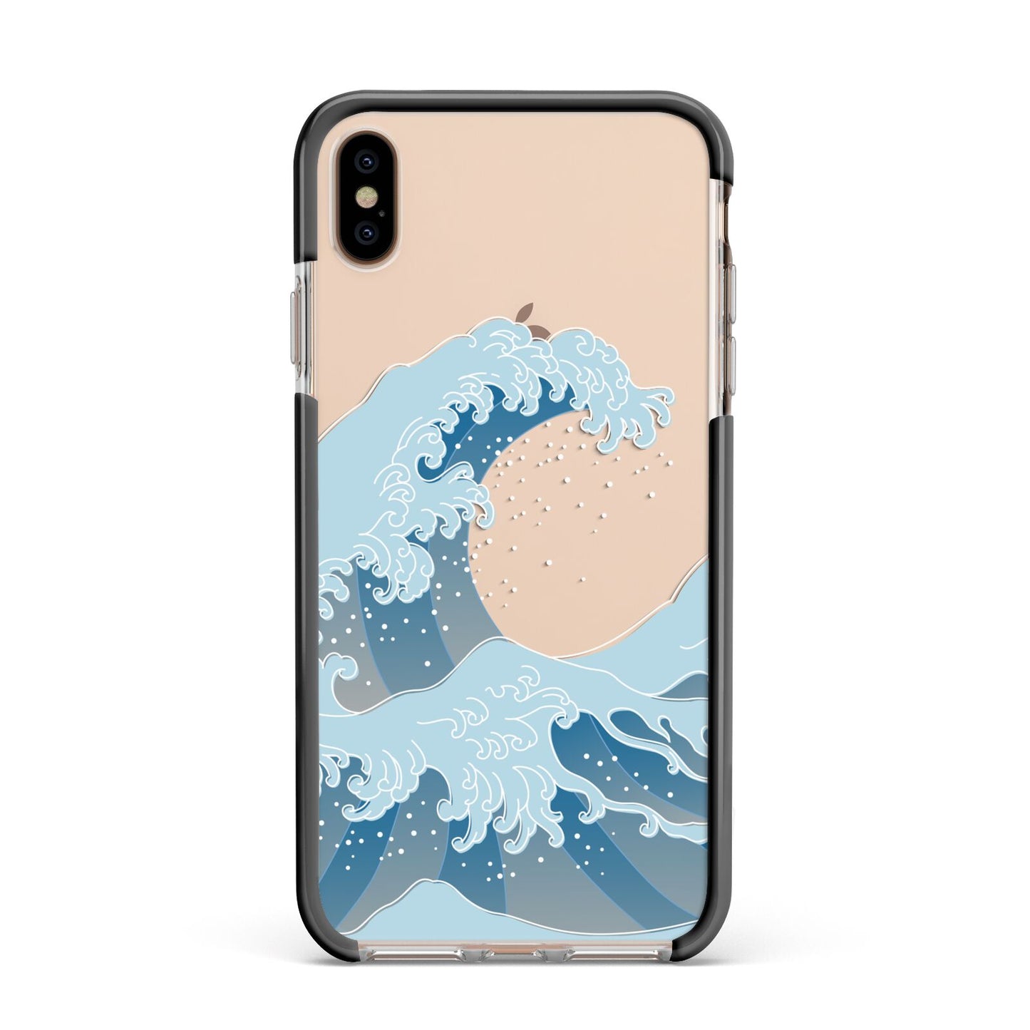 Great Wave Illustration Apple iPhone Xs Max Impact Case Black Edge on Gold Phone