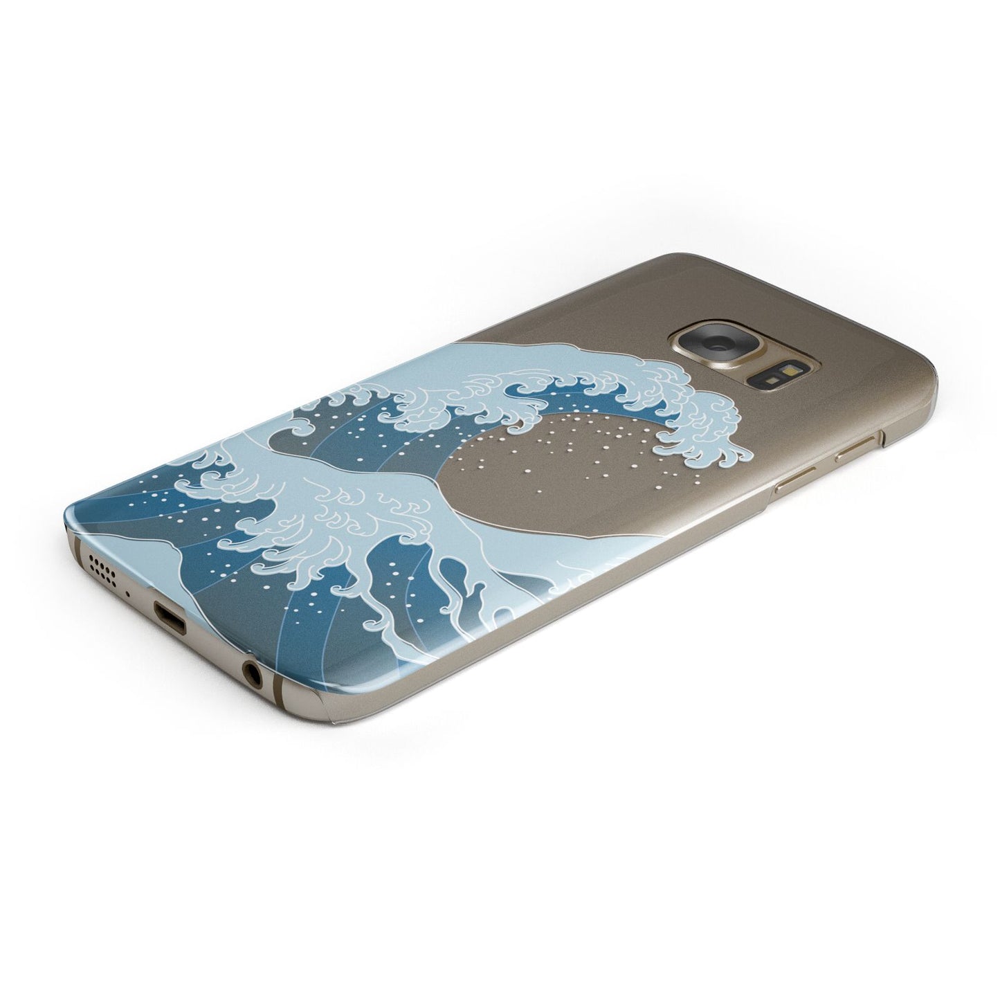 Great Wave Illustration Protective Samsung Galaxy Case Angled Image