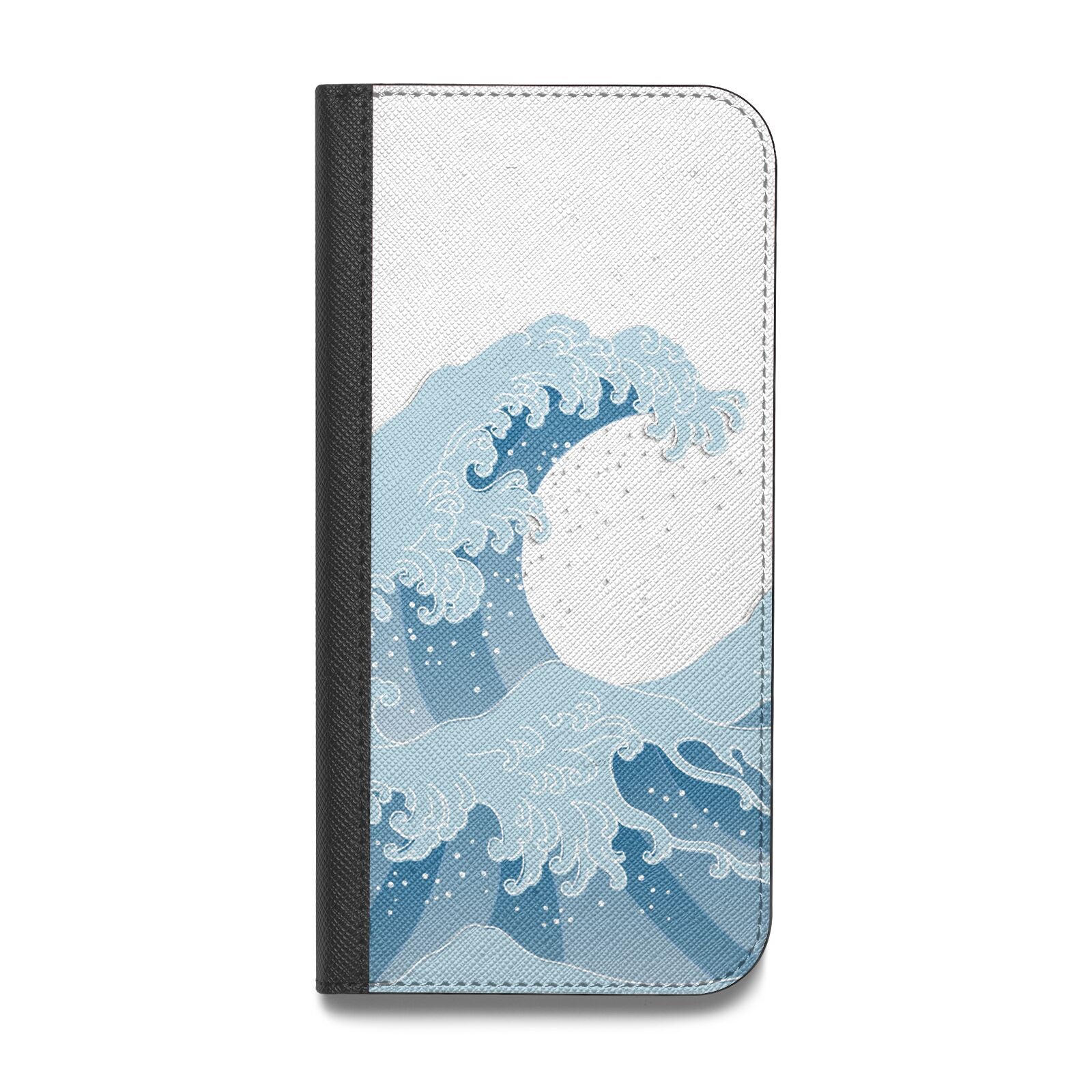 Great Wave Illustration Vegan Leather Flip iPhone Case