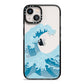 Great Wave Illustration iPhone 13 Black Impact Case on Silver phone