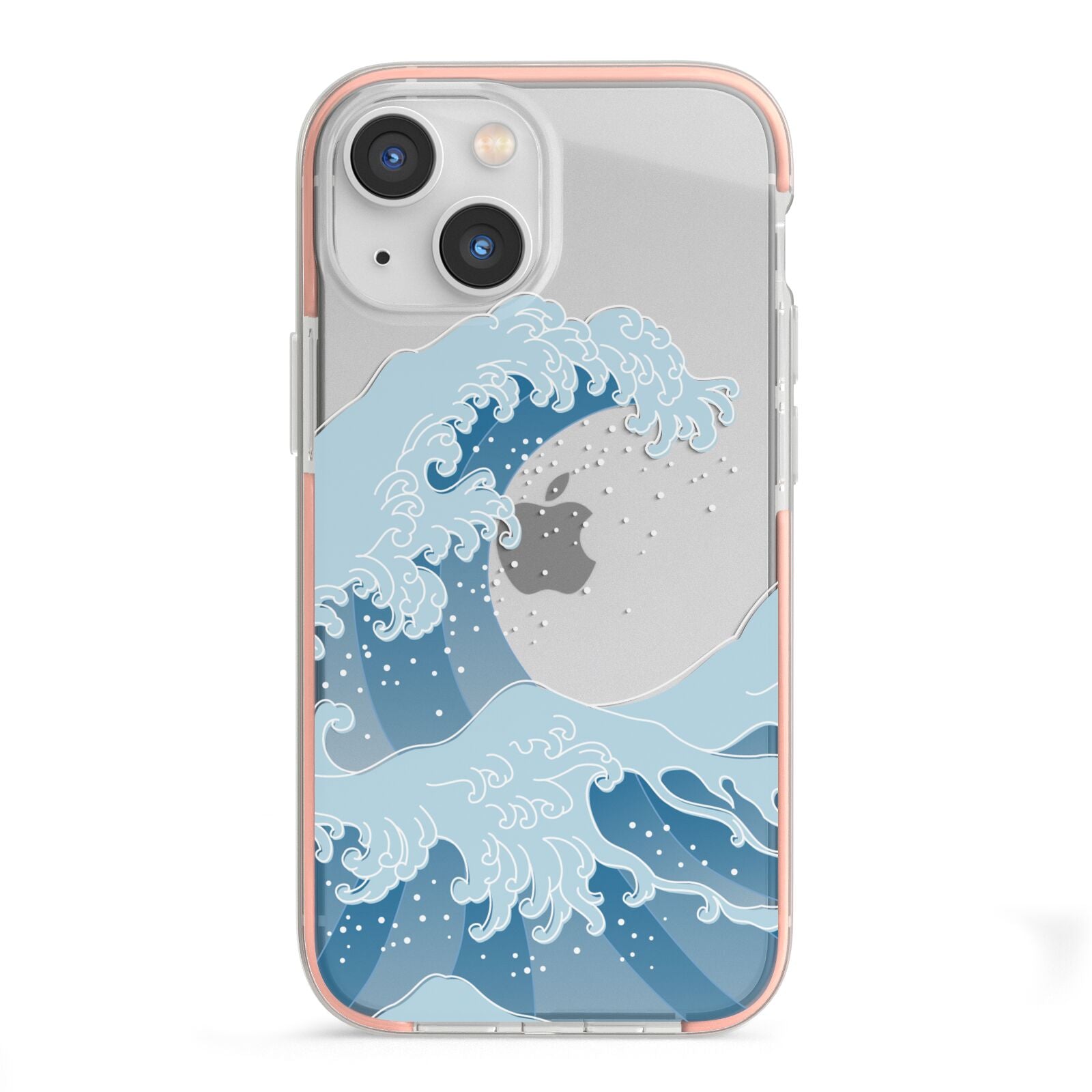 Great Wave Illustration iPhone 13 Mini TPU Impact Case with Pink Edges