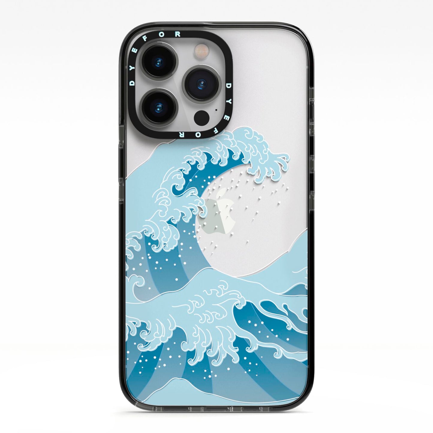 Great Wave Illustration iPhone 13 Pro Black Impact Case on Silver phone