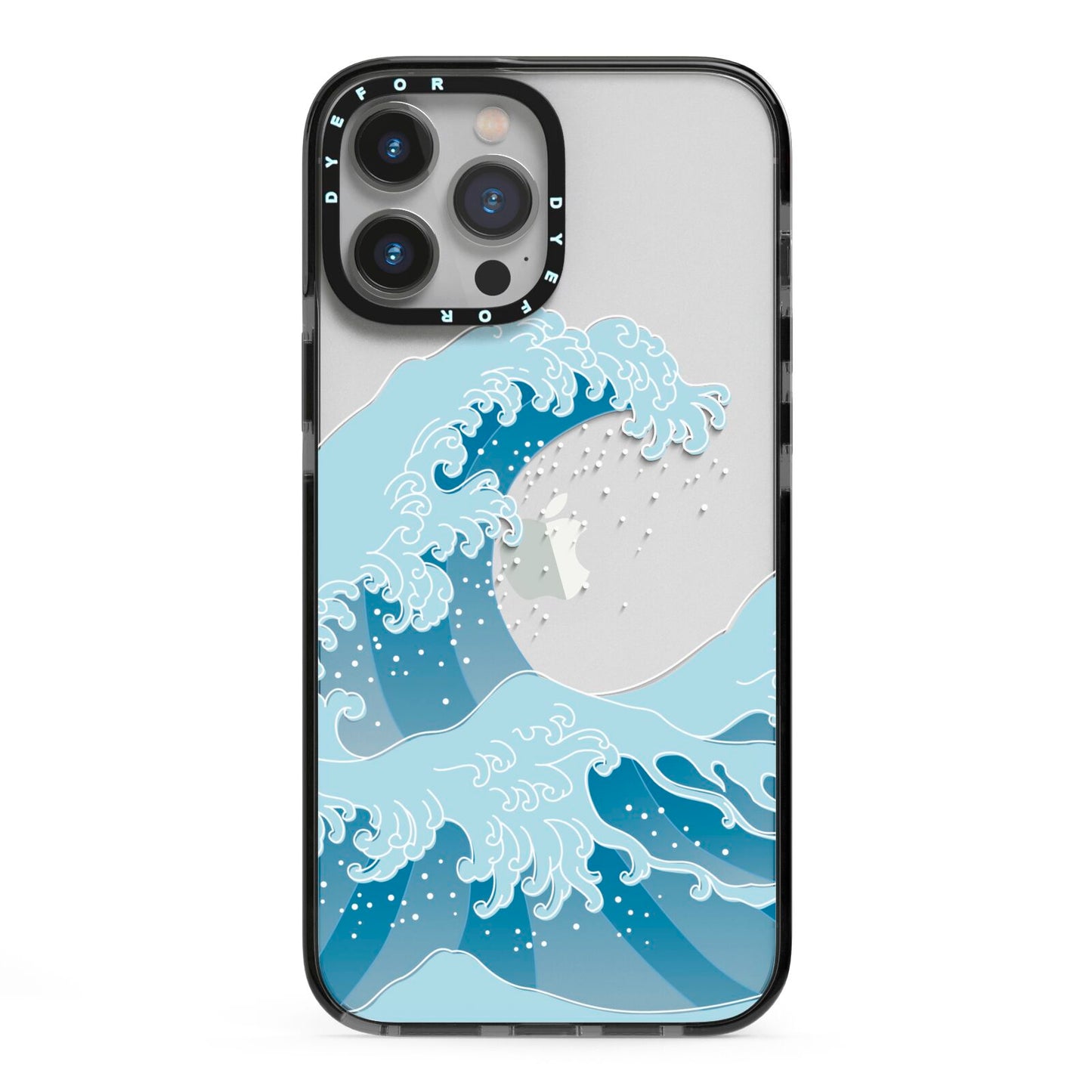 Great Wave Illustration iPhone 13 Pro Max Black Impact Case on Silver phone