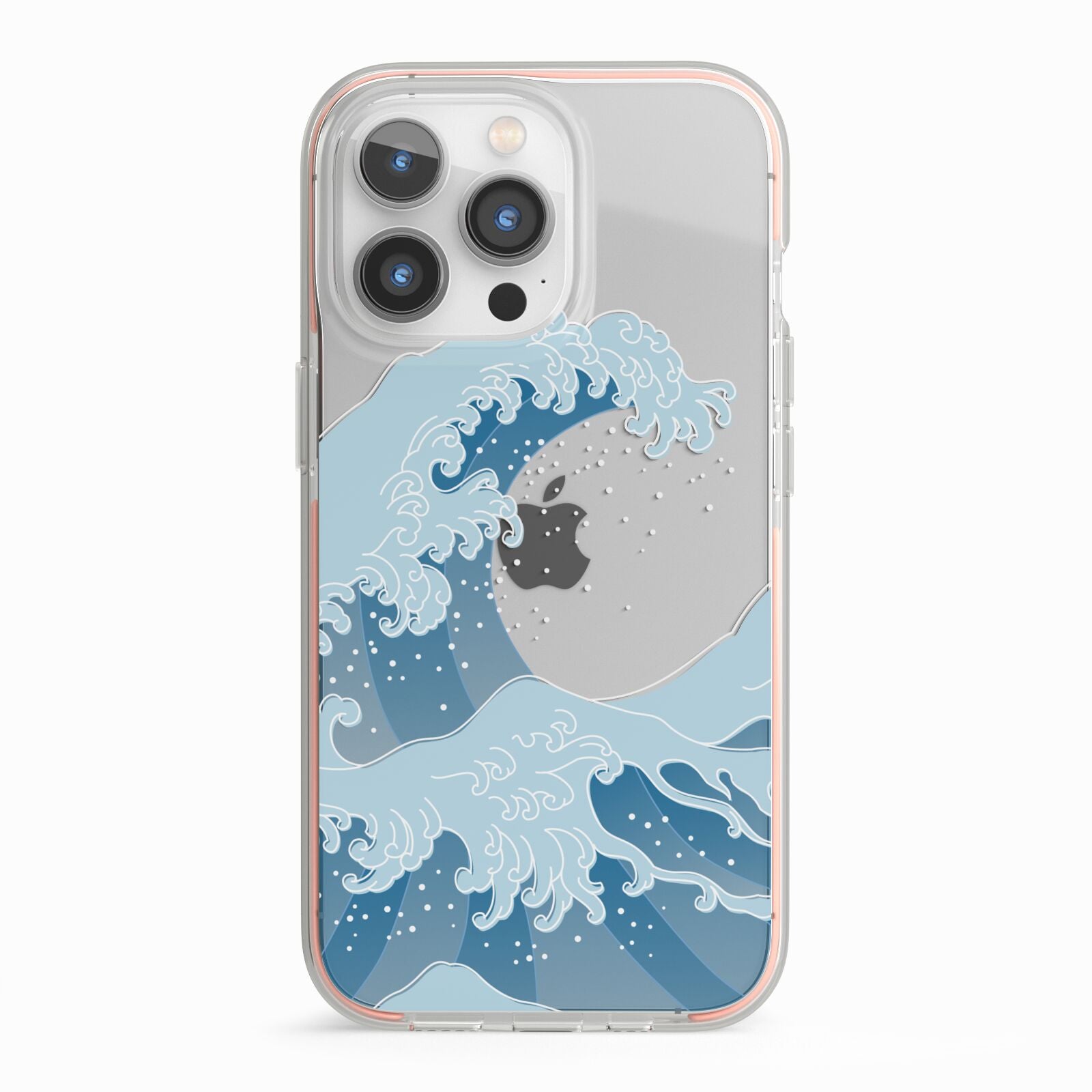 Great Wave Illustration iPhone 13 Pro TPU Impact Case with Pink Edges