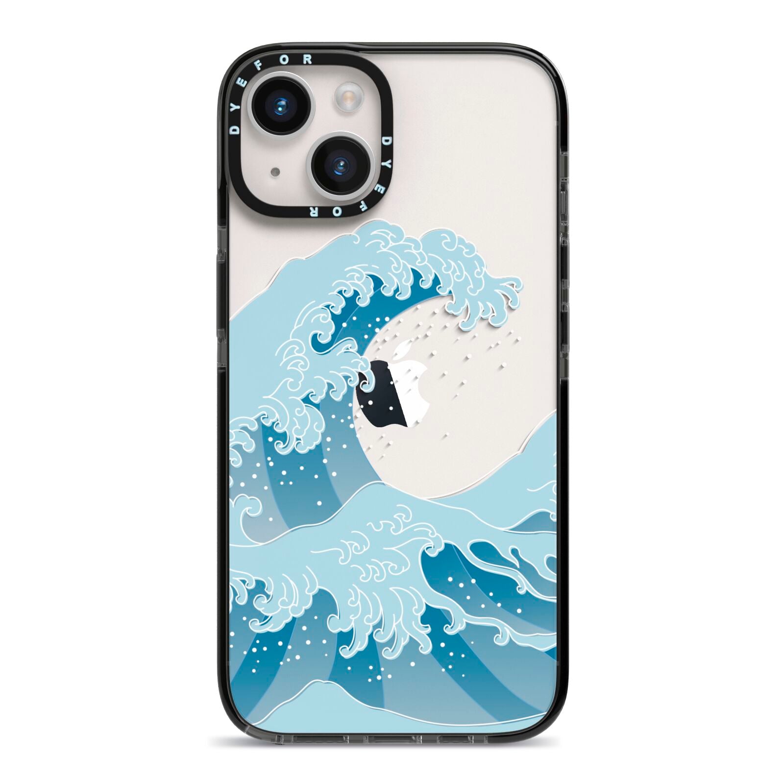 Great Wave Illustration iPhone 14 Black Impact Case on Silver phone