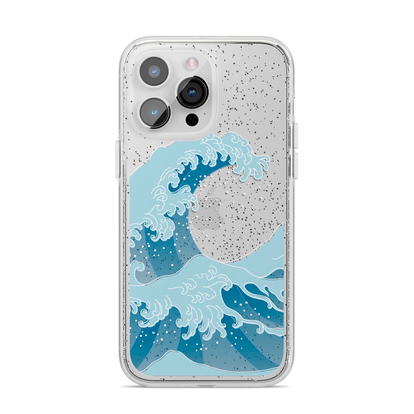 Great Wave Illustration iPhone 14 Pro Max Glitter Tough Case Silver
