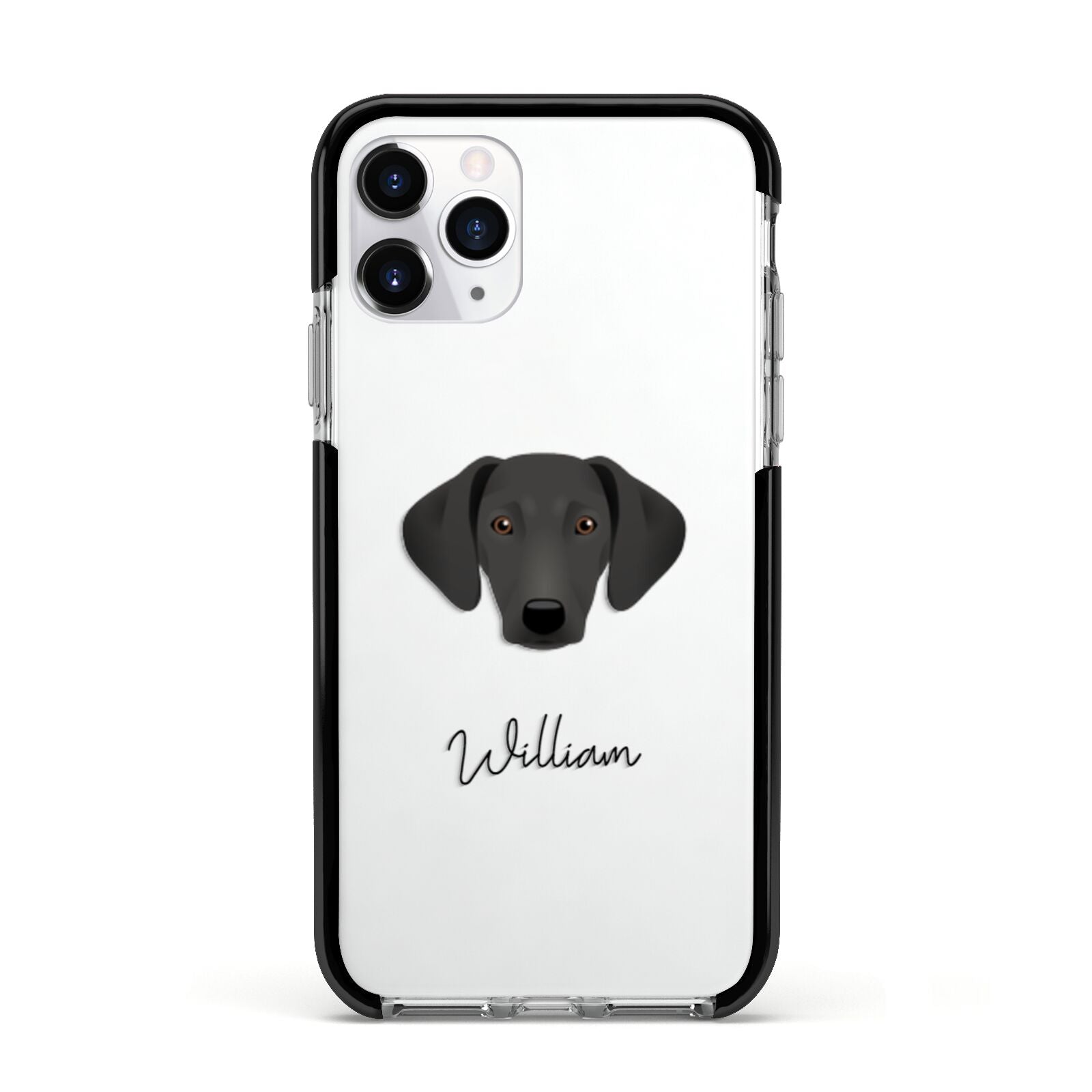 Greek Harehound Personalised Apple iPhone 11 Pro in Silver with Black Impact Case