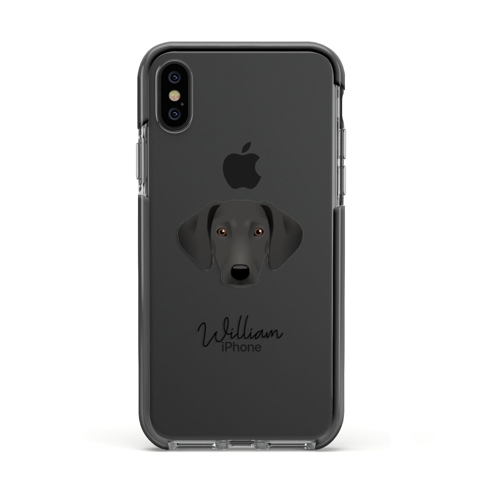 Greek Harehound Personalised Apple iPhone Xs Impact Case Black Edge on Black Phone