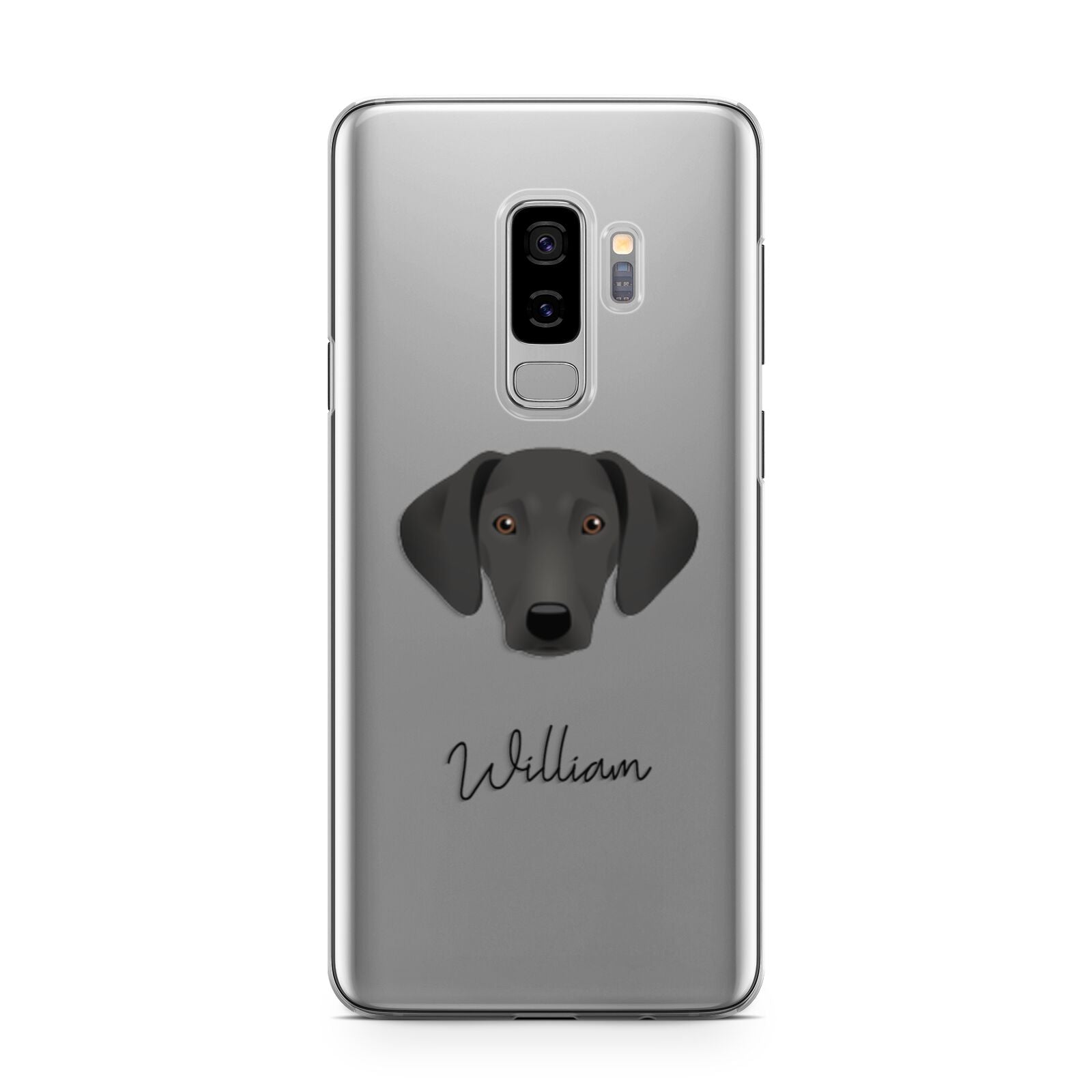 Greek Harehound Personalised Samsung Galaxy S9 Plus Case on Silver phone