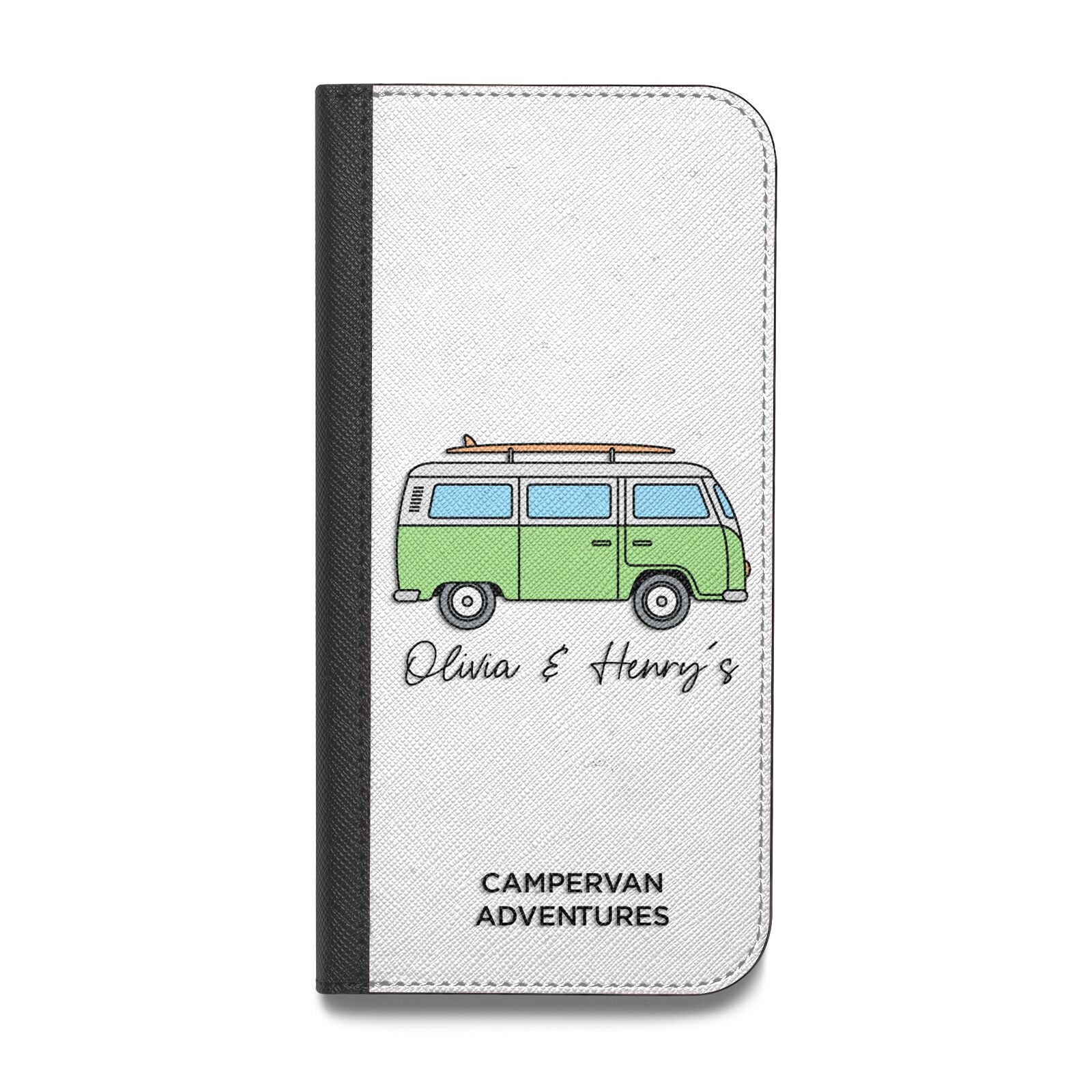 Green Bespoke Campervan Adventures Vegan Leather Flip iPhone Case