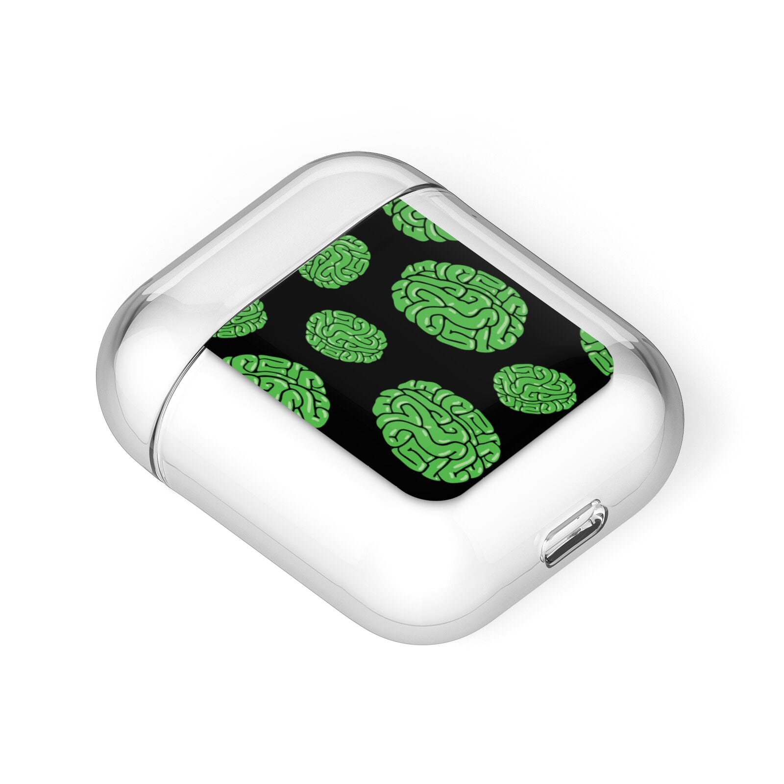 Green Brains AirPods Case Laid Flat