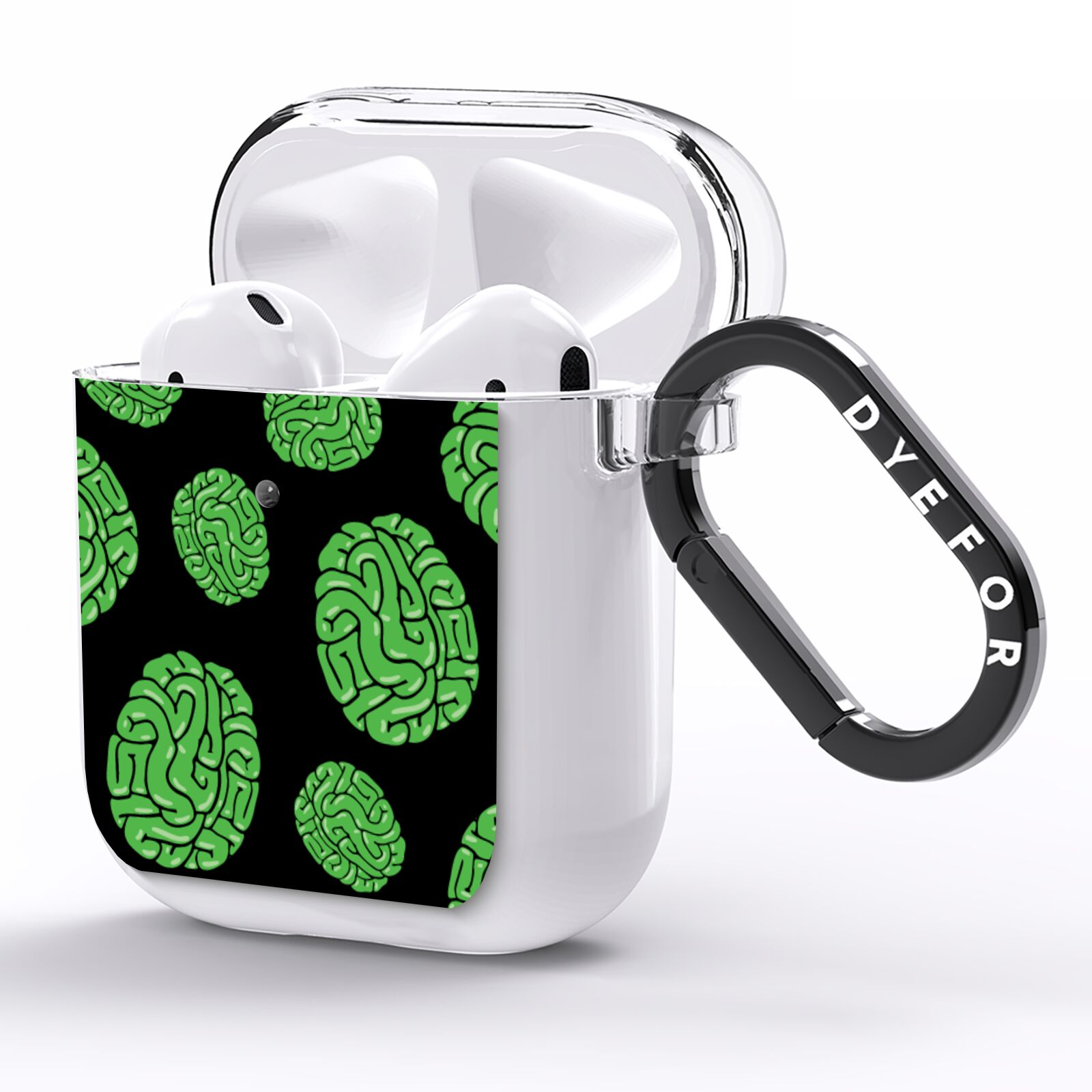 Green Brains AirPods Clear Case Side Image