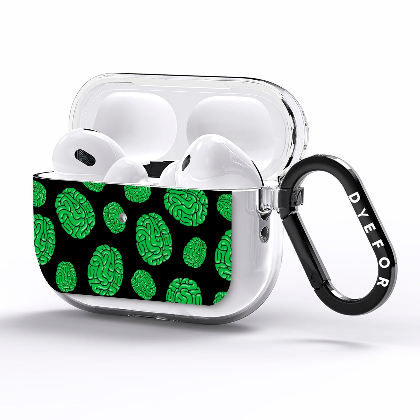 Green Brains AirPods Pro Clear Case Side Image