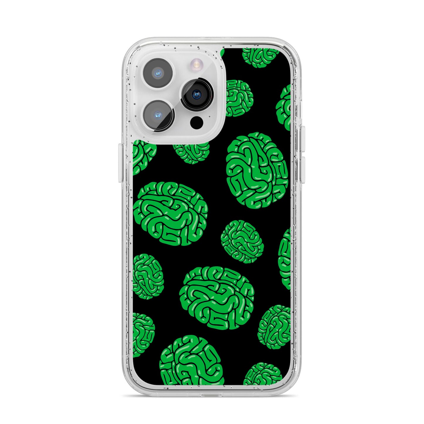 Green Brains iPhone 14 Pro Max Glitter Tough Case Silver