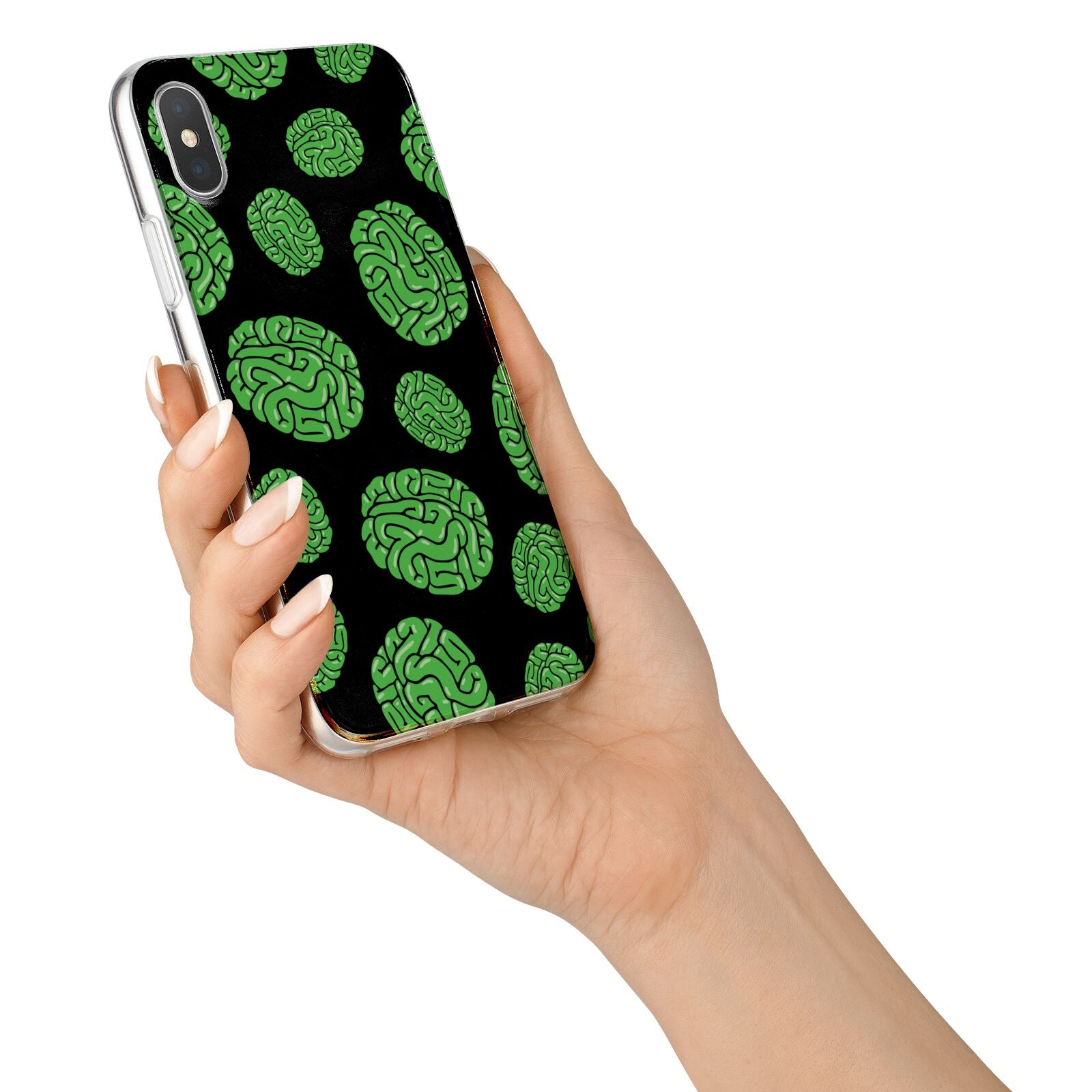 Green Brains iPhone X Bumper Case on Silver iPhone Alternative Image 2