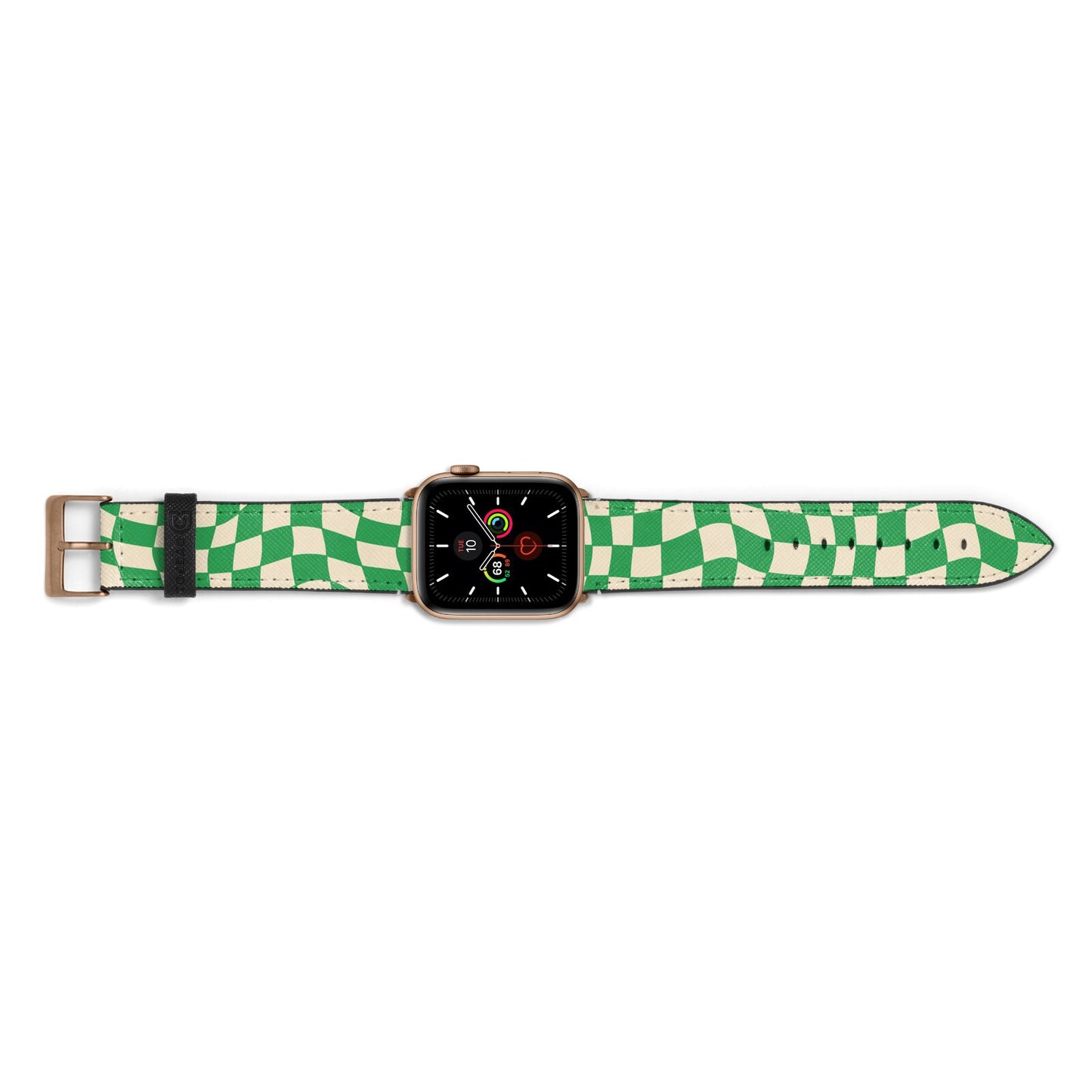 Green Check Apple Watch Strap Landscape Image Gold Hardware