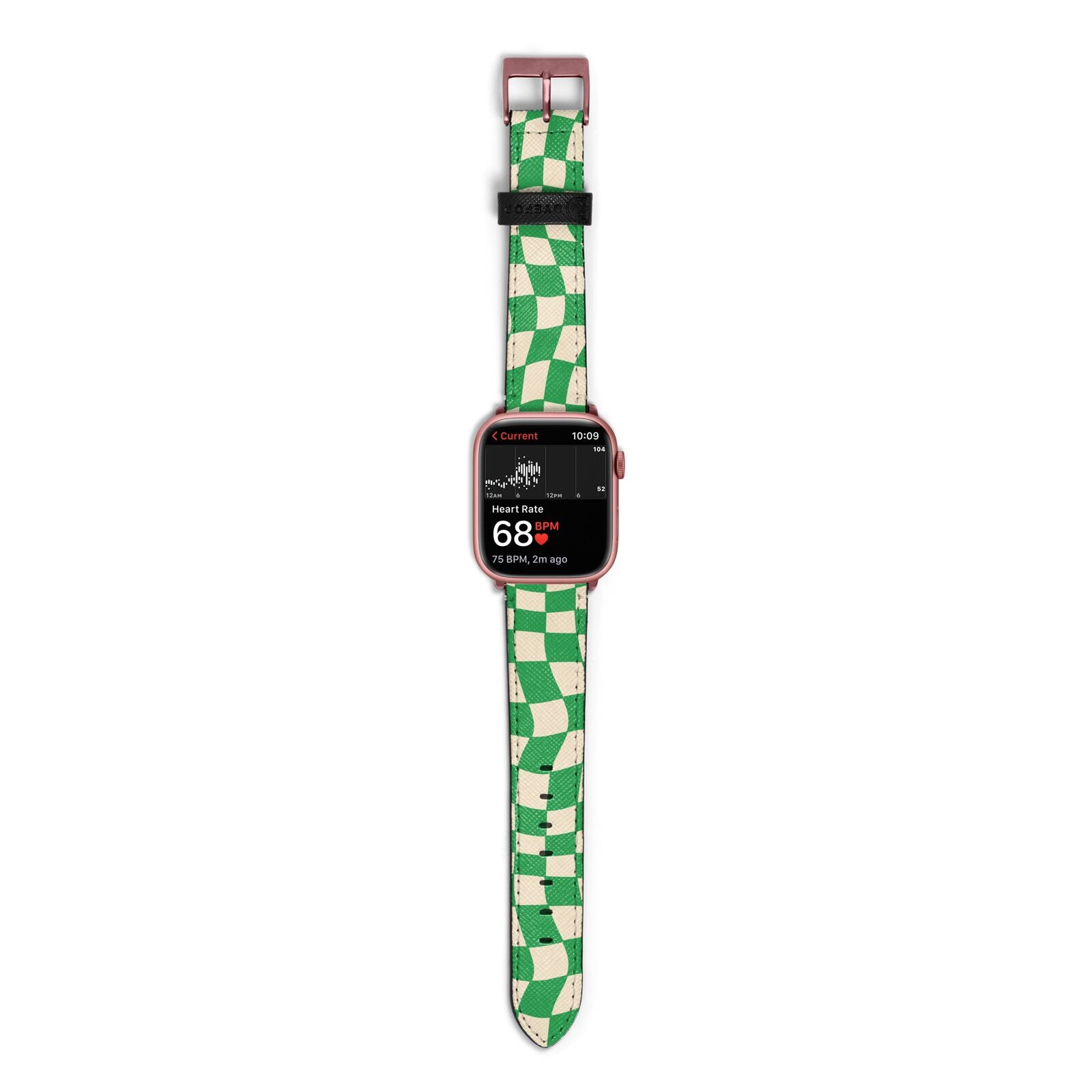 Green Check Apple Watch Strap Size 38mm with Rose Gold Hardware