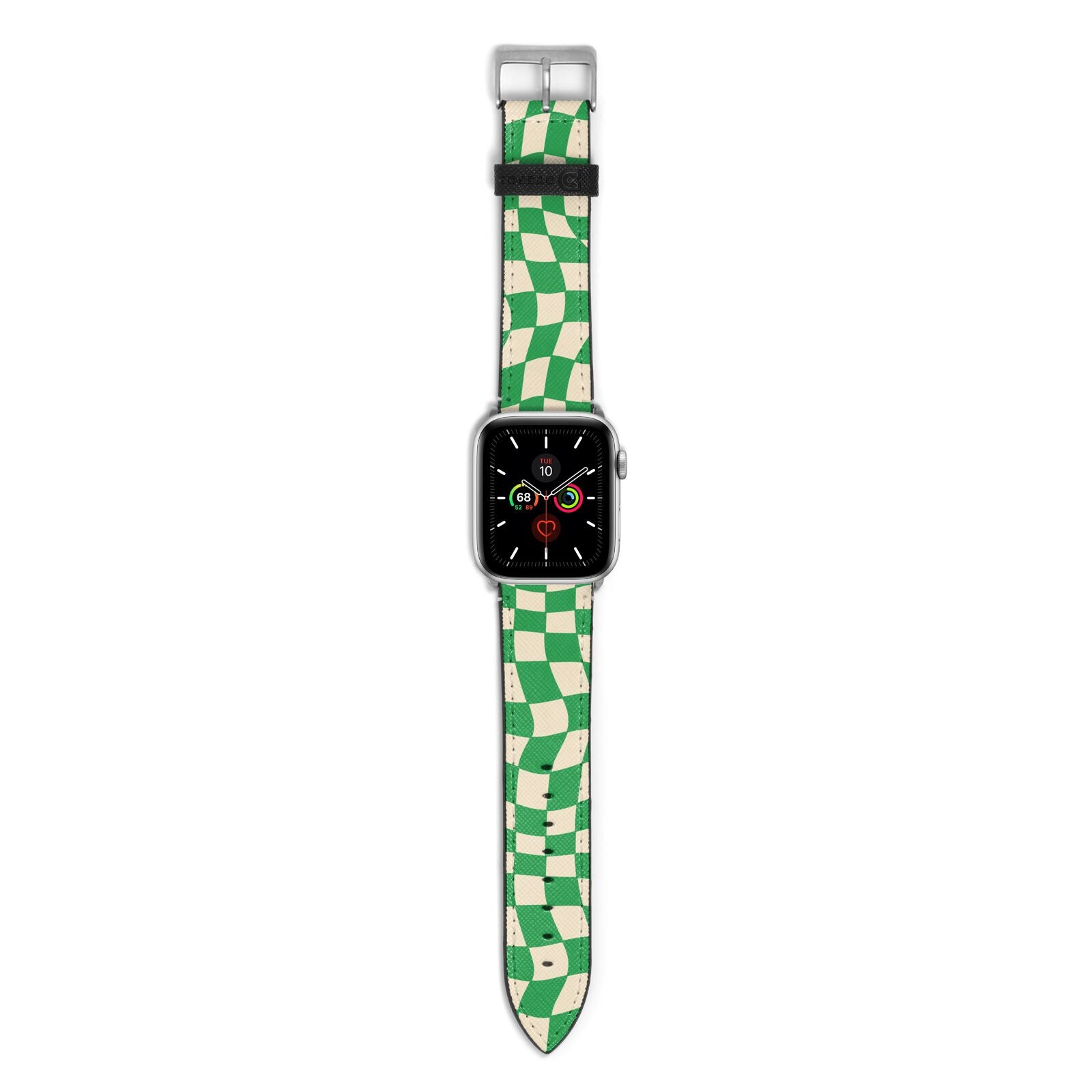 Green Check Apple Watch Strap with Silver Hardware