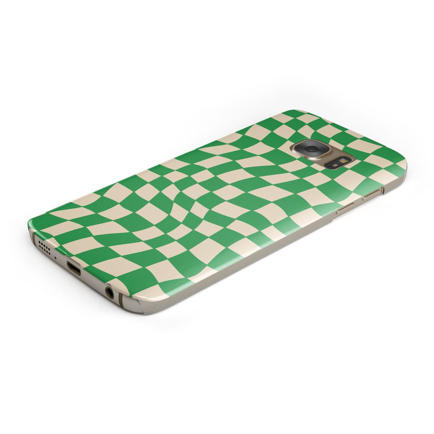 Green Check Protective Samsung Galaxy Case Angled Image