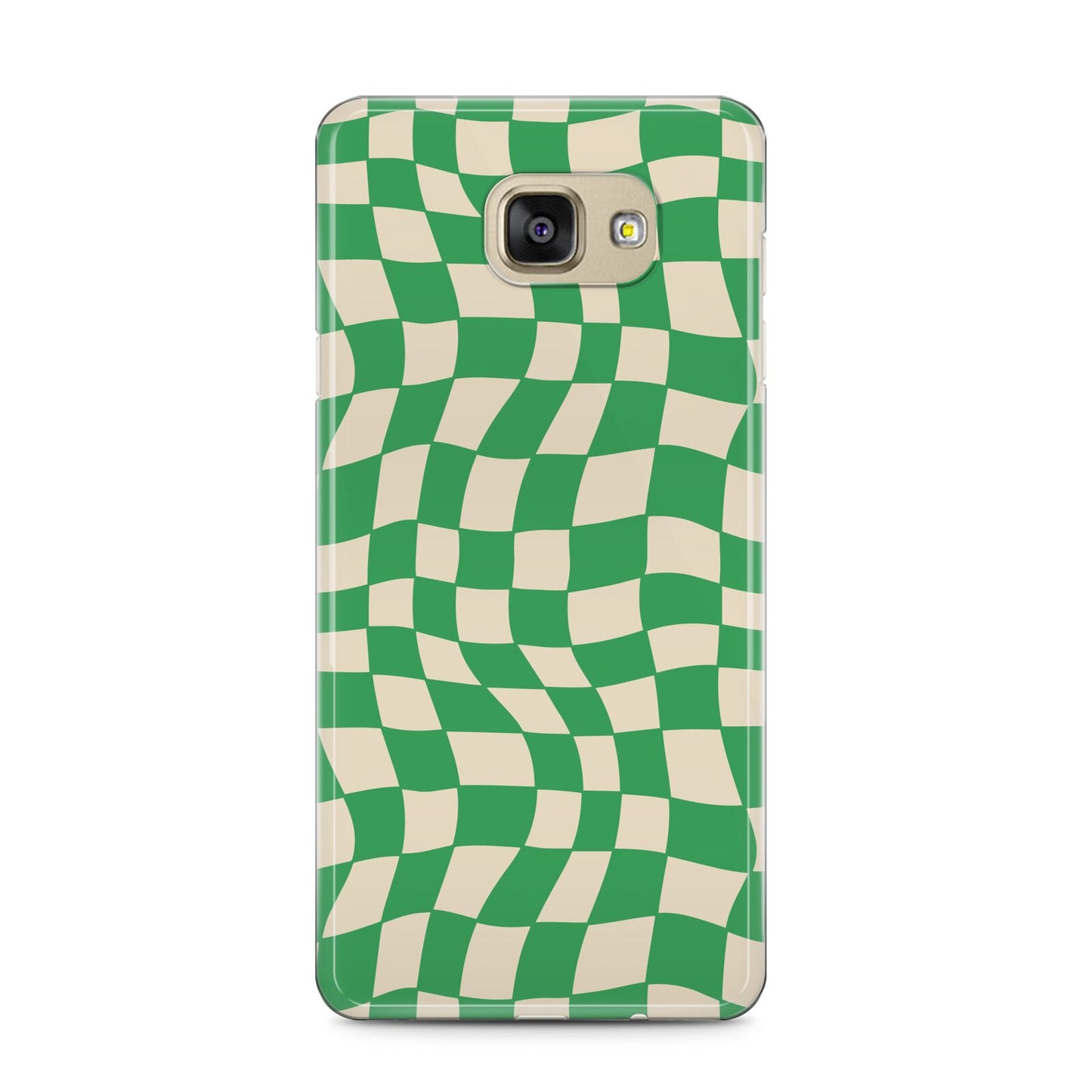 Green Check Samsung Galaxy A5 2016 Case on gold phone