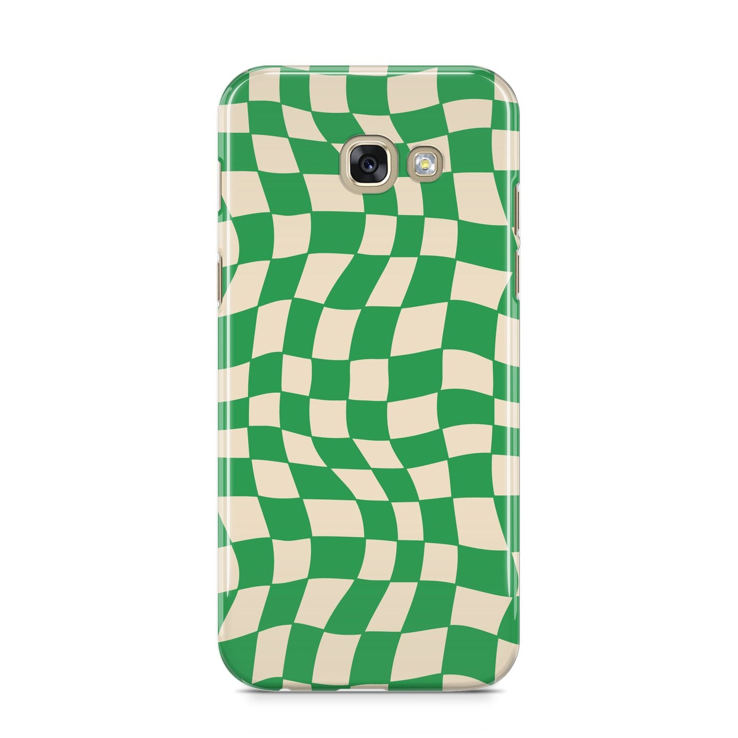 Green Check Samsung Galaxy A5 2017 Case on gold phone