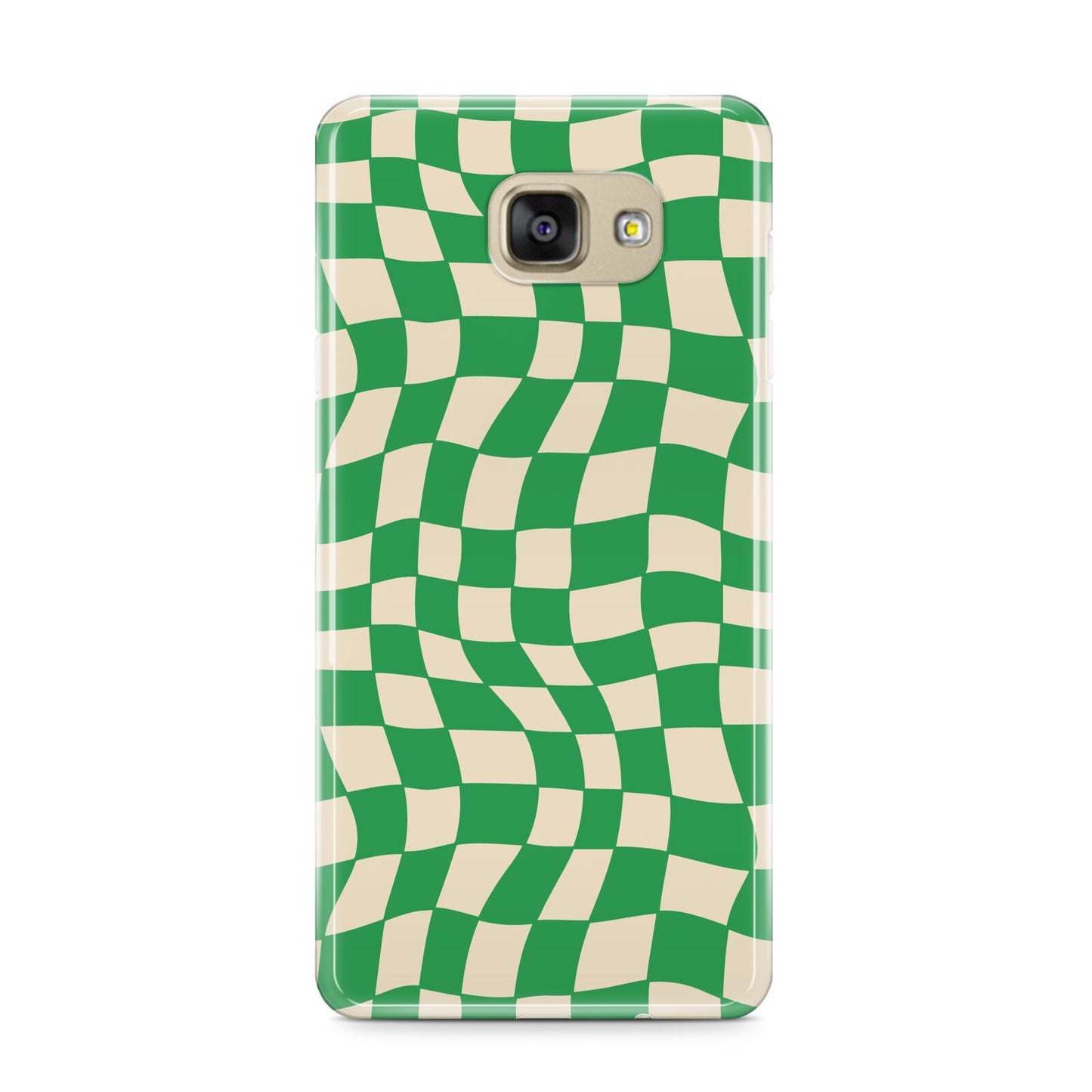 Green Check Samsung Galaxy A9 2016 Case on gold phone