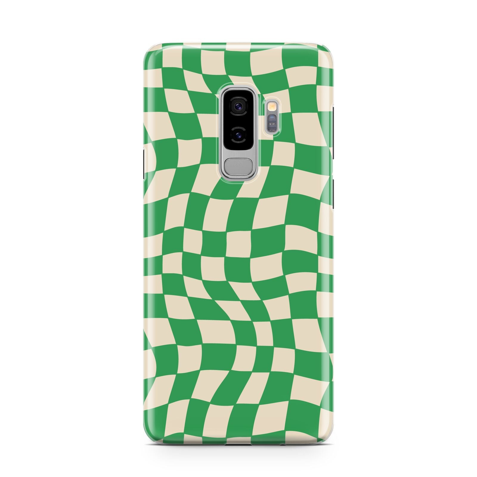 Green Check Samsung Galaxy S9 Plus Case on Silver phone