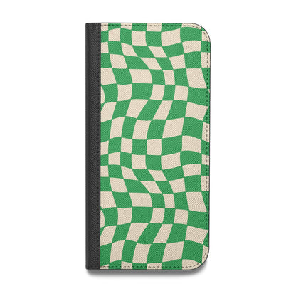 Green Check Vegan Leather Flip iPhone Case