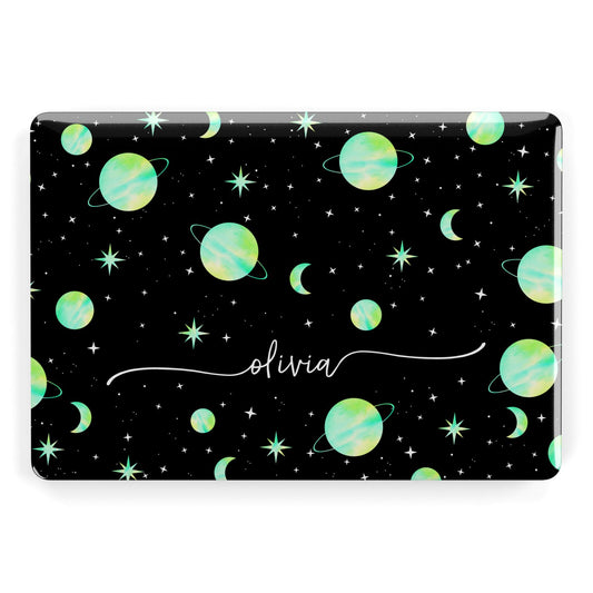 Green Galaxy Personalised Name Apple MacBook Case