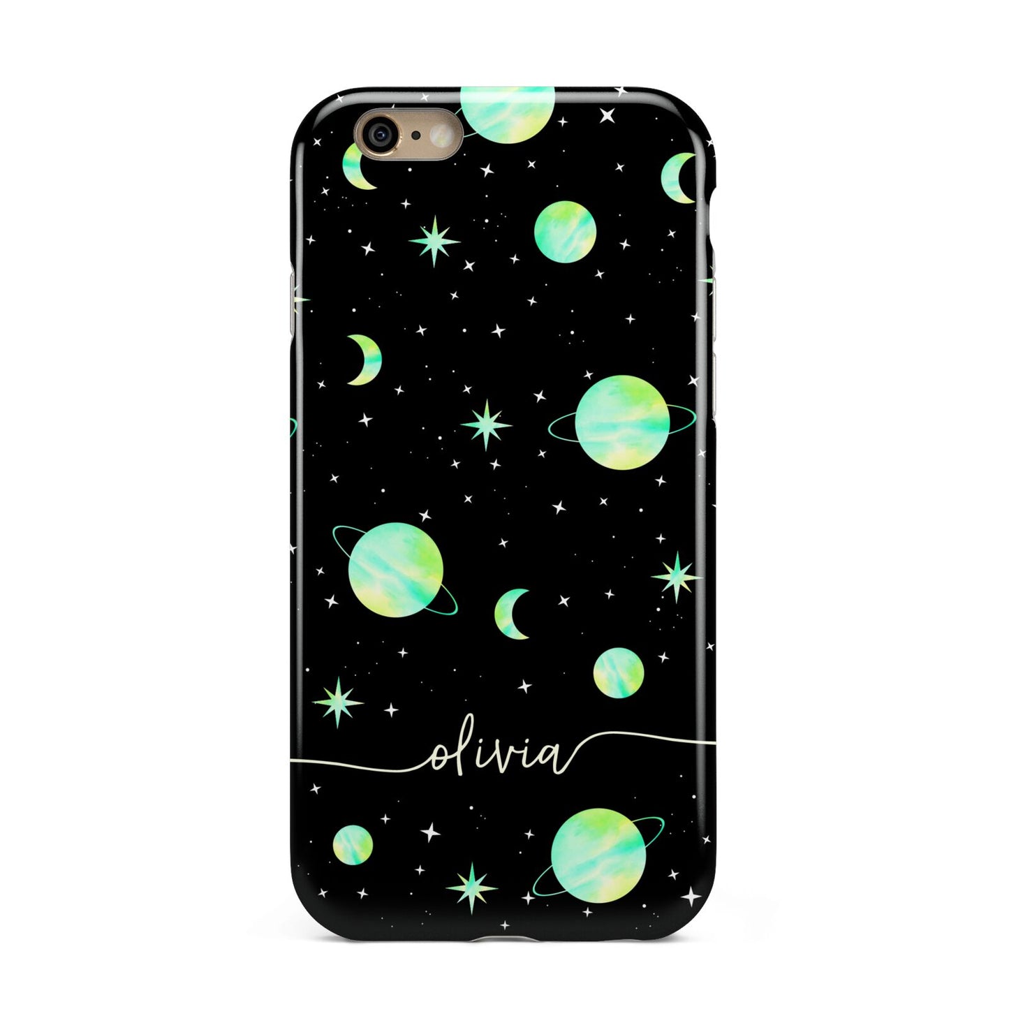 Green Galaxy Personalised Name Apple iPhone 6 3D Tough Case