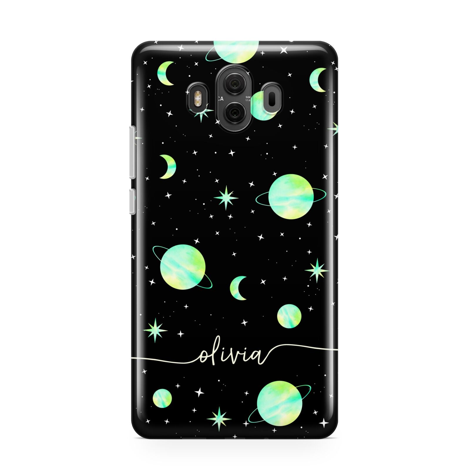 Green Galaxy Personalised Name Huawei Mate 10 Protective Phone Case