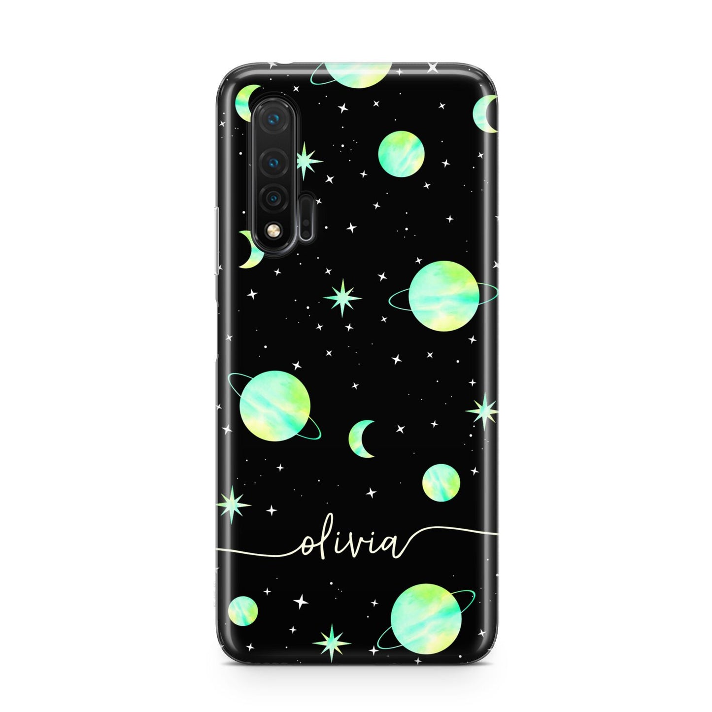 Green Galaxy Personalised Name Huawei Nova 6 Phone Case