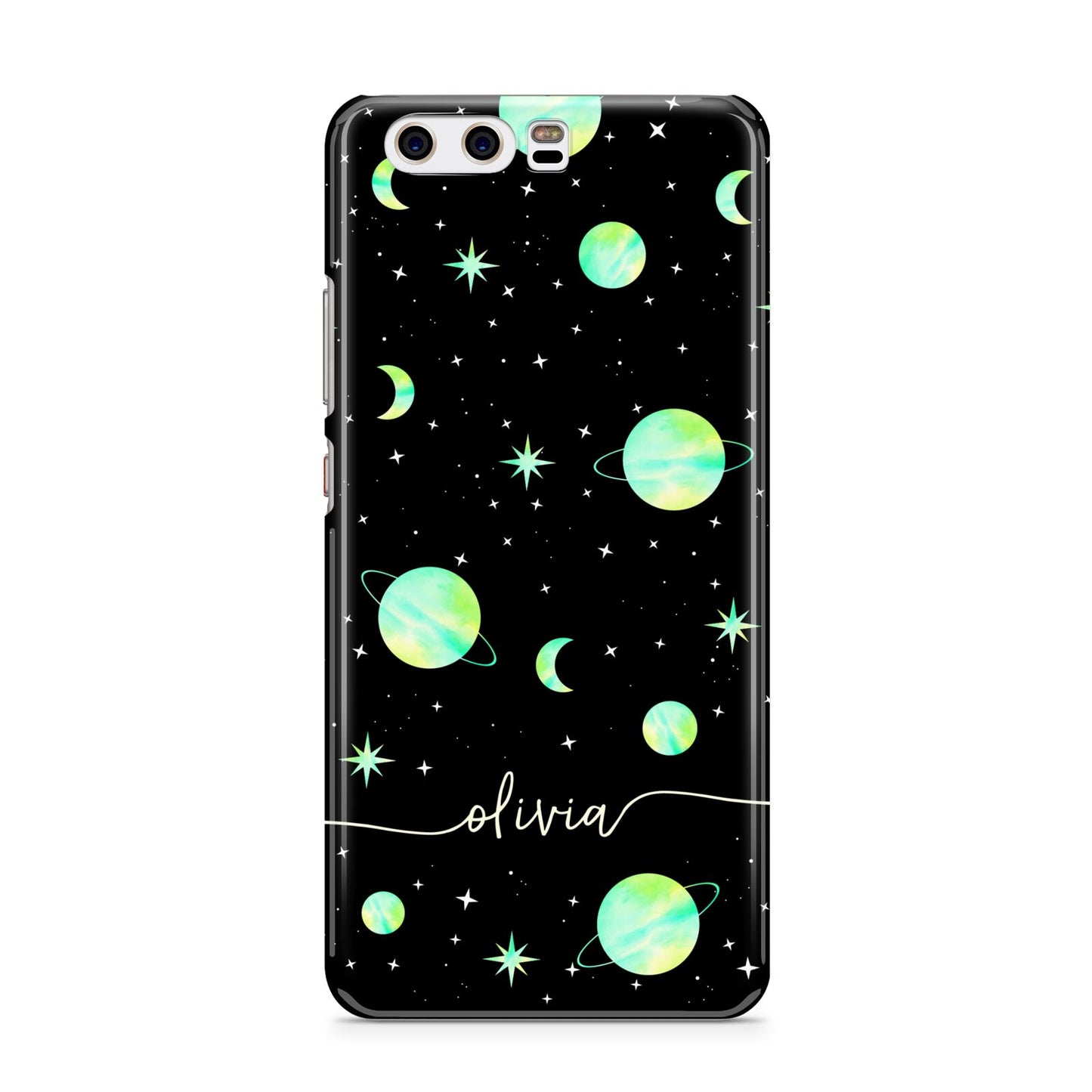 Green Galaxy Personalised Name Huawei P10 Phone Case