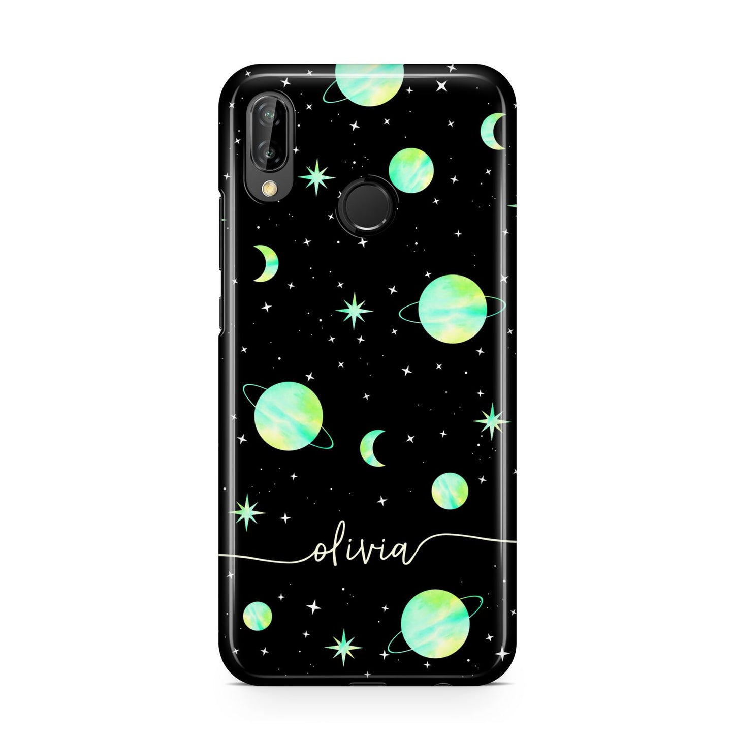 Green Galaxy Personalised Name Huawei P20 Lite Phone Case