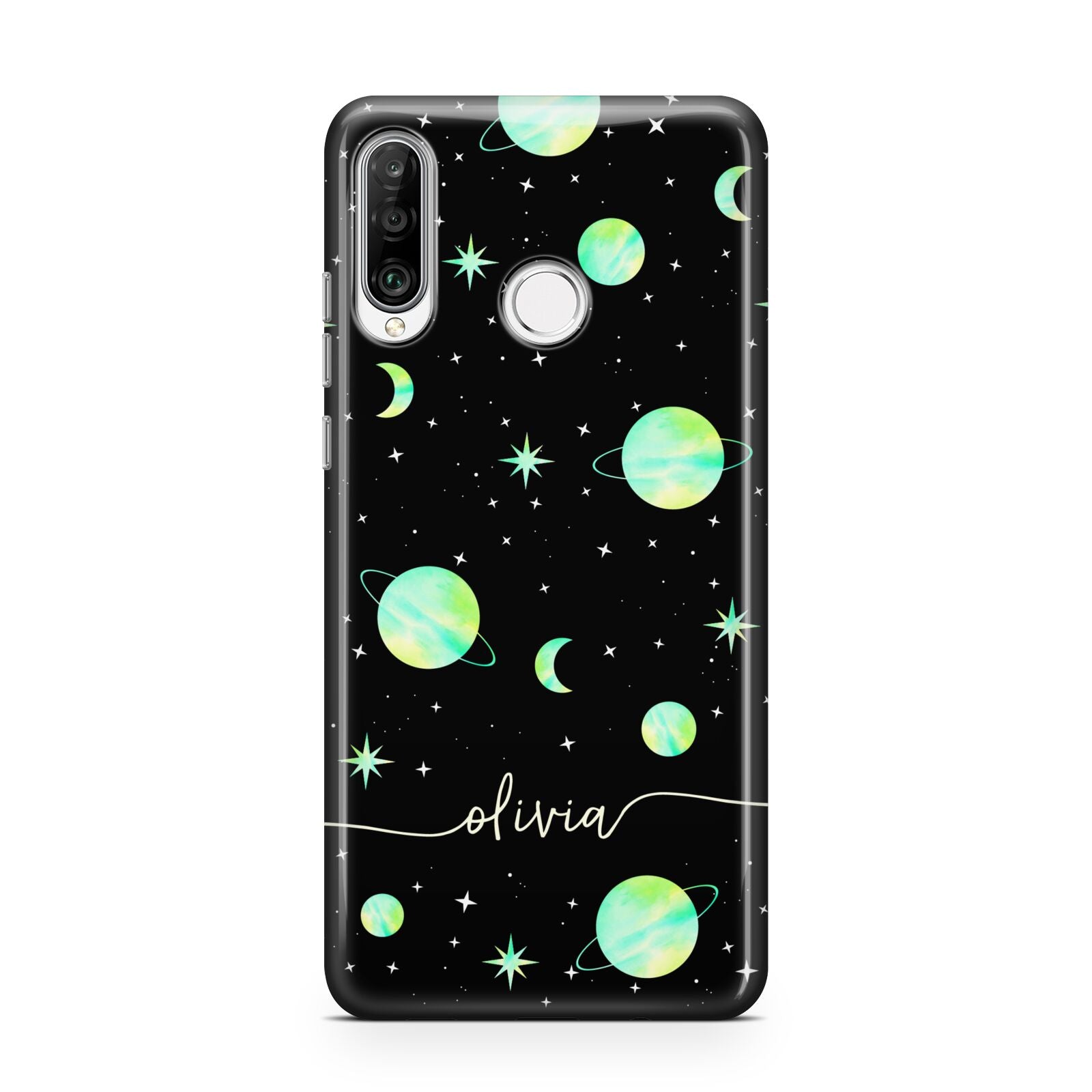 Green Galaxy Personalised Name Huawei P30 Lite Phone Case