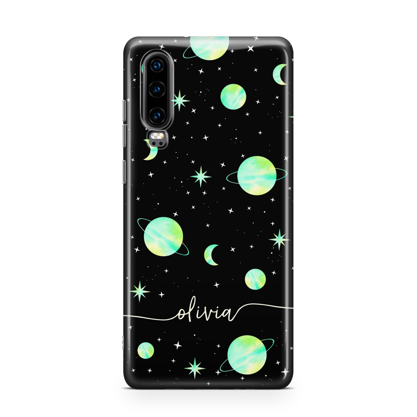 Green Galaxy Personalised Name Huawei P30 Phone Case