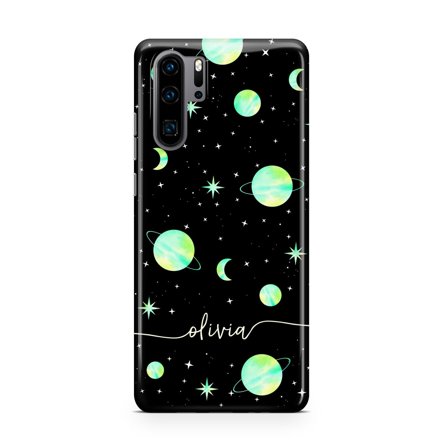 Green Galaxy Personalised Name Huawei P30 Pro Phone Case