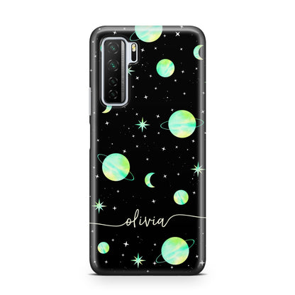 Green Galaxy Personalised Name Huawei P40 Lite 5G Phone Case