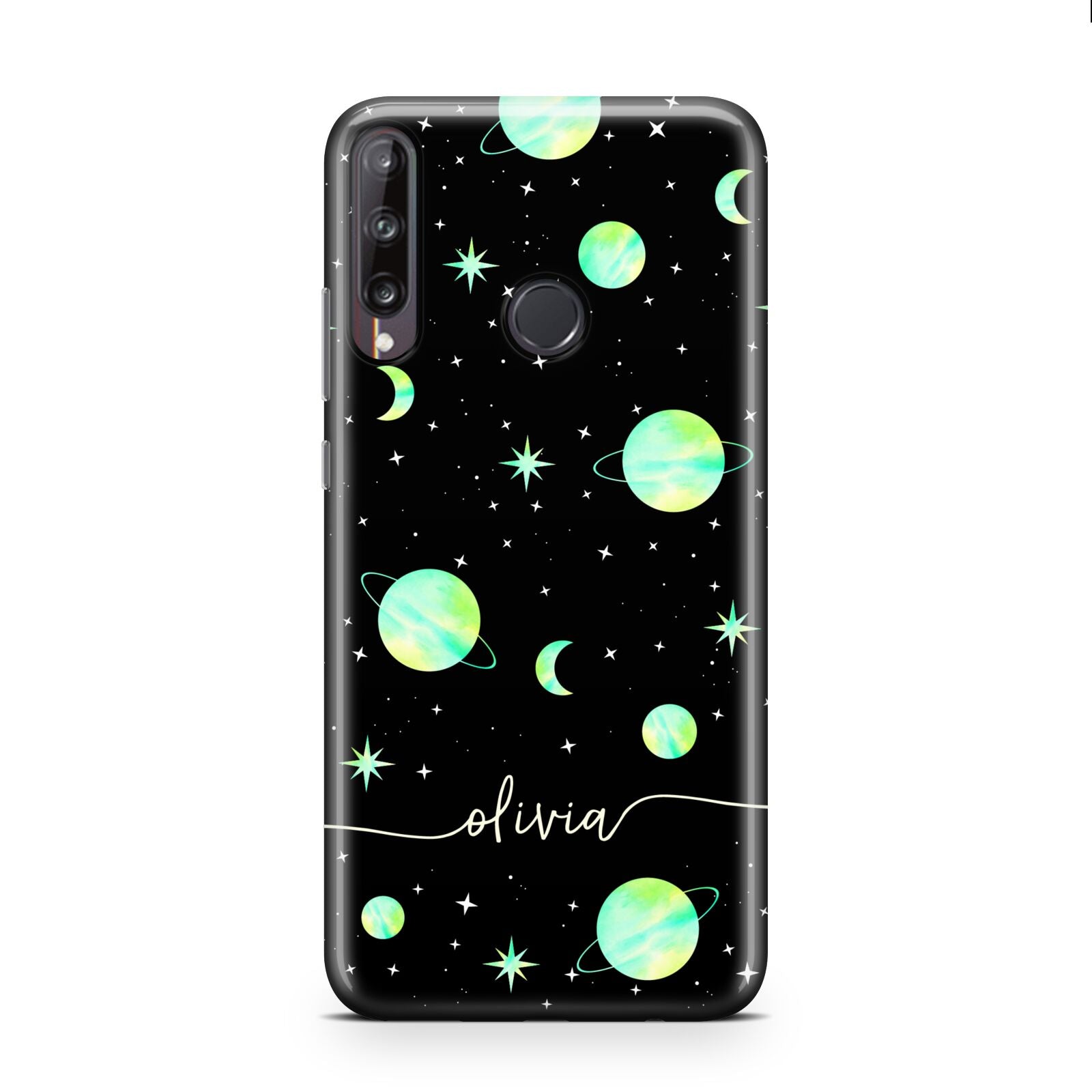 Green Galaxy Personalised Name Huawei P40 Lite E Phone Case