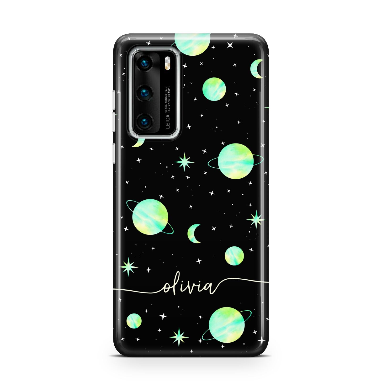 Green Galaxy Personalised Name Huawei P40 Phone Case