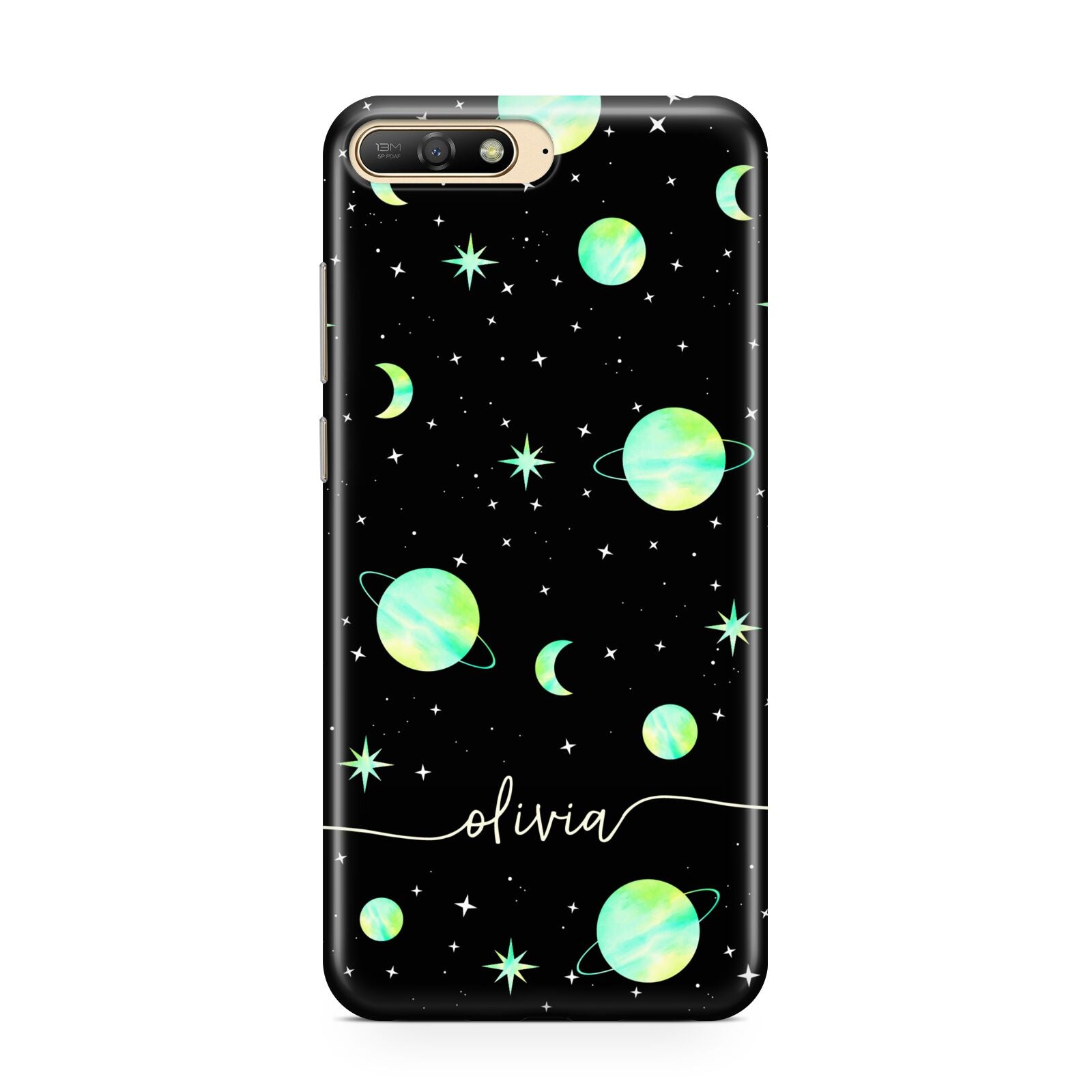 Green Galaxy Personalised Name Huawei Y6 2018