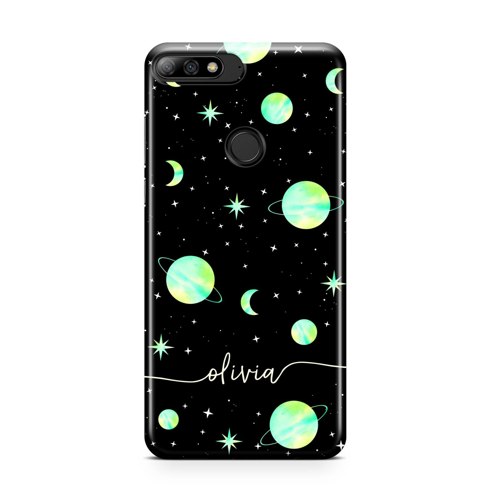 Green Galaxy Personalised Name Huawei Y7 2018