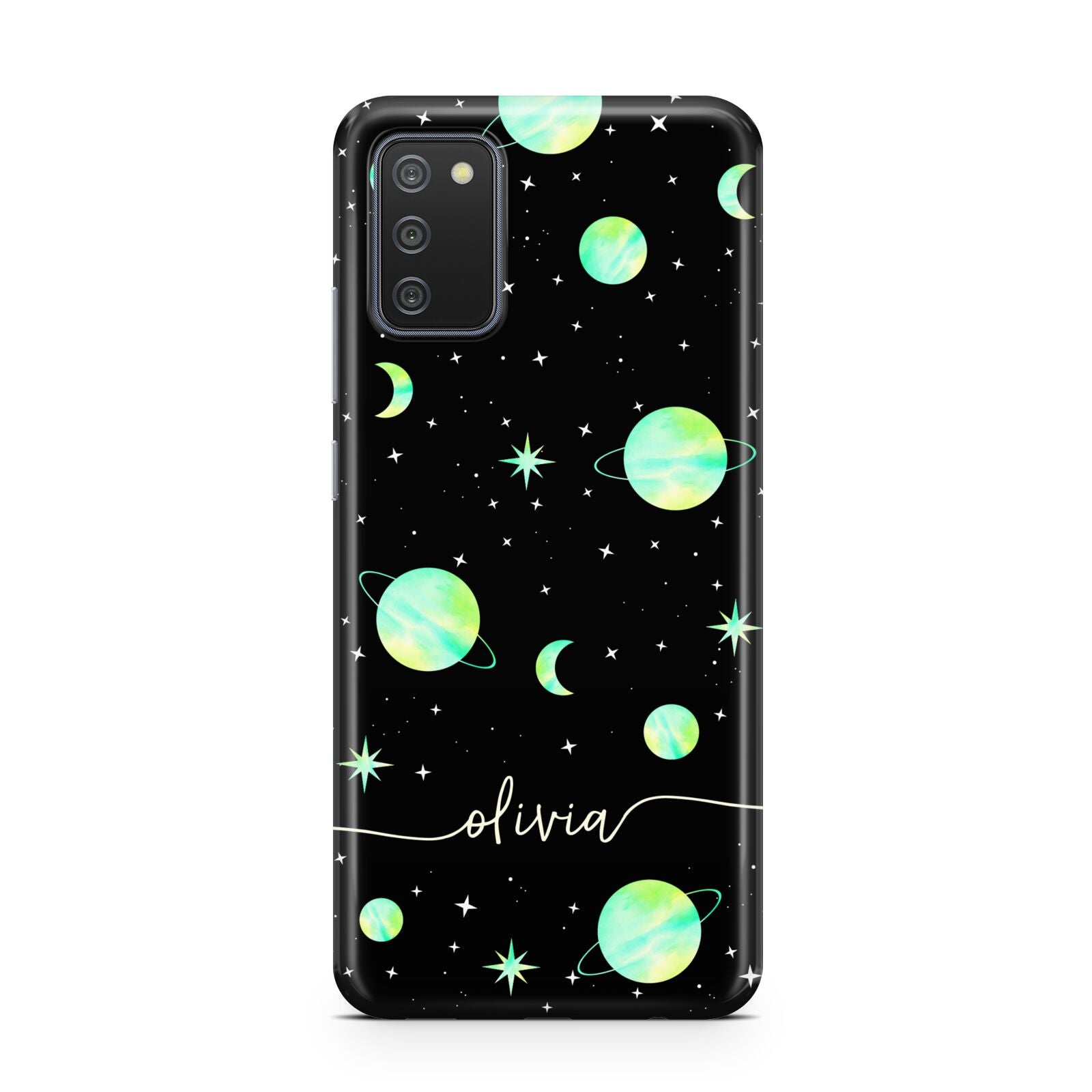 Green Galaxy Personalised Name Samsung A02s Case