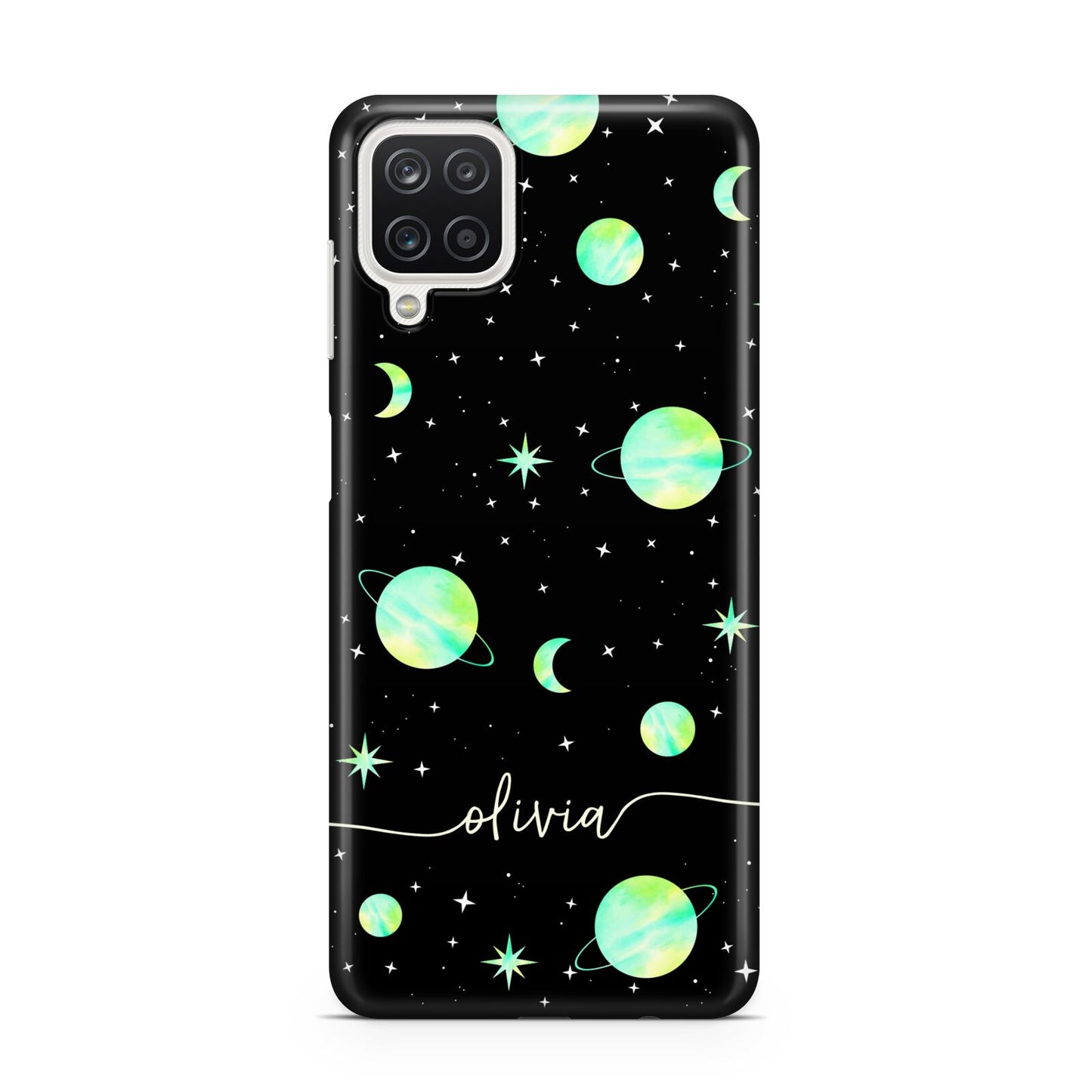 Green Galaxy Personalised Name Samsung A12 Case